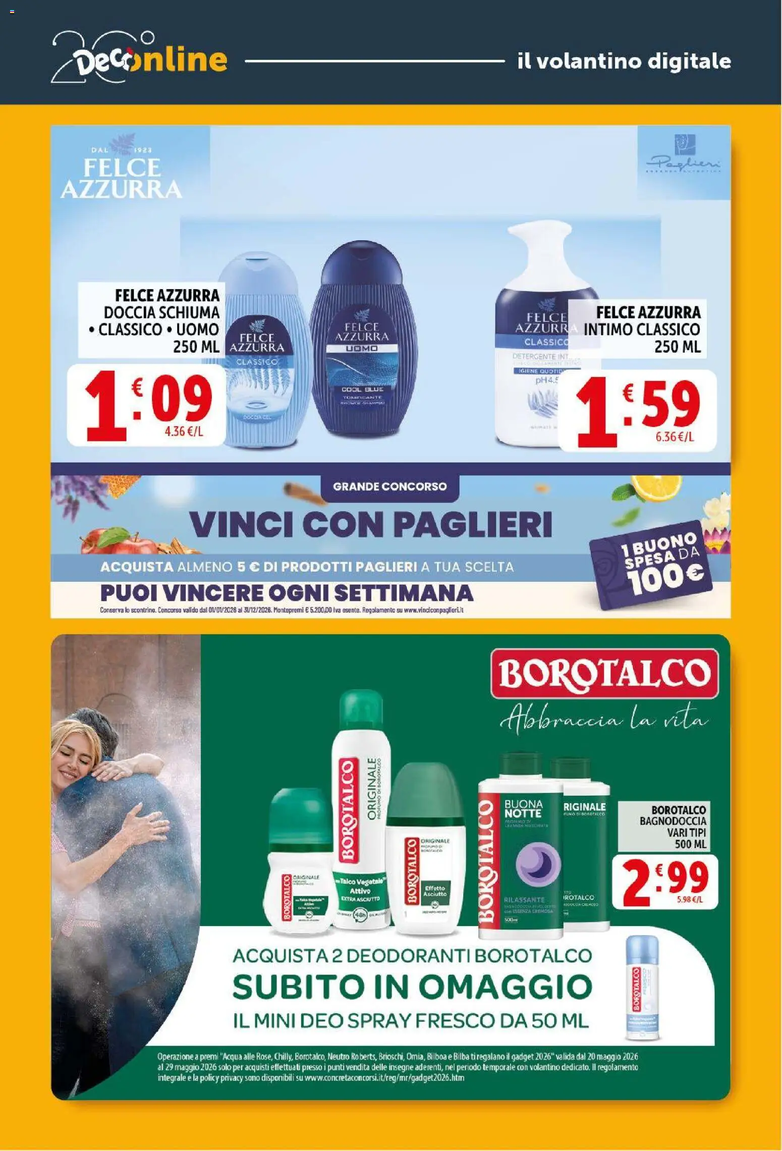 Volantino Decò del 29.05.2026 | Pagina: 29 | Prodotti: Detergente, Talco, Acqua, Profumo