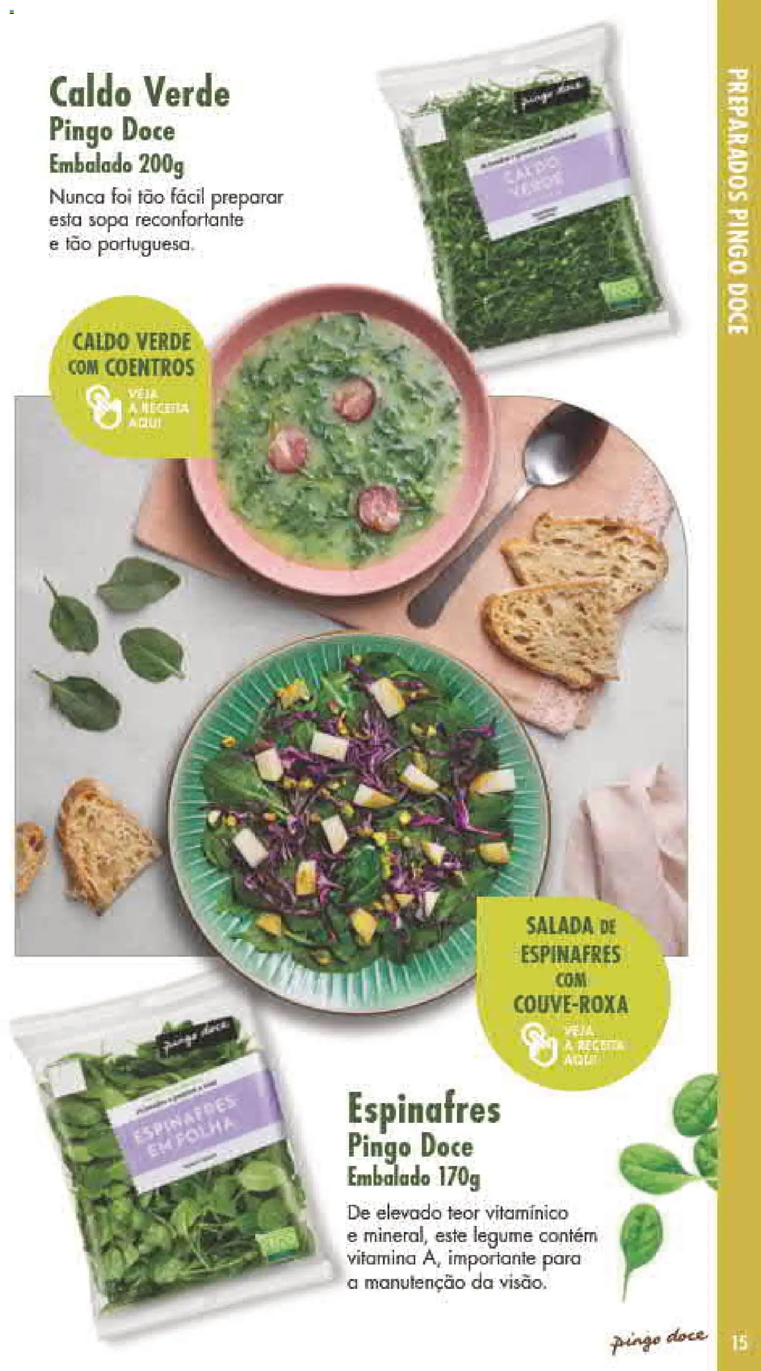 Pingo Doce Fruta e Legumes │ válido de 30/06/2026 | Página: 15 | Produtos: Espinafres, Sopa, Salada