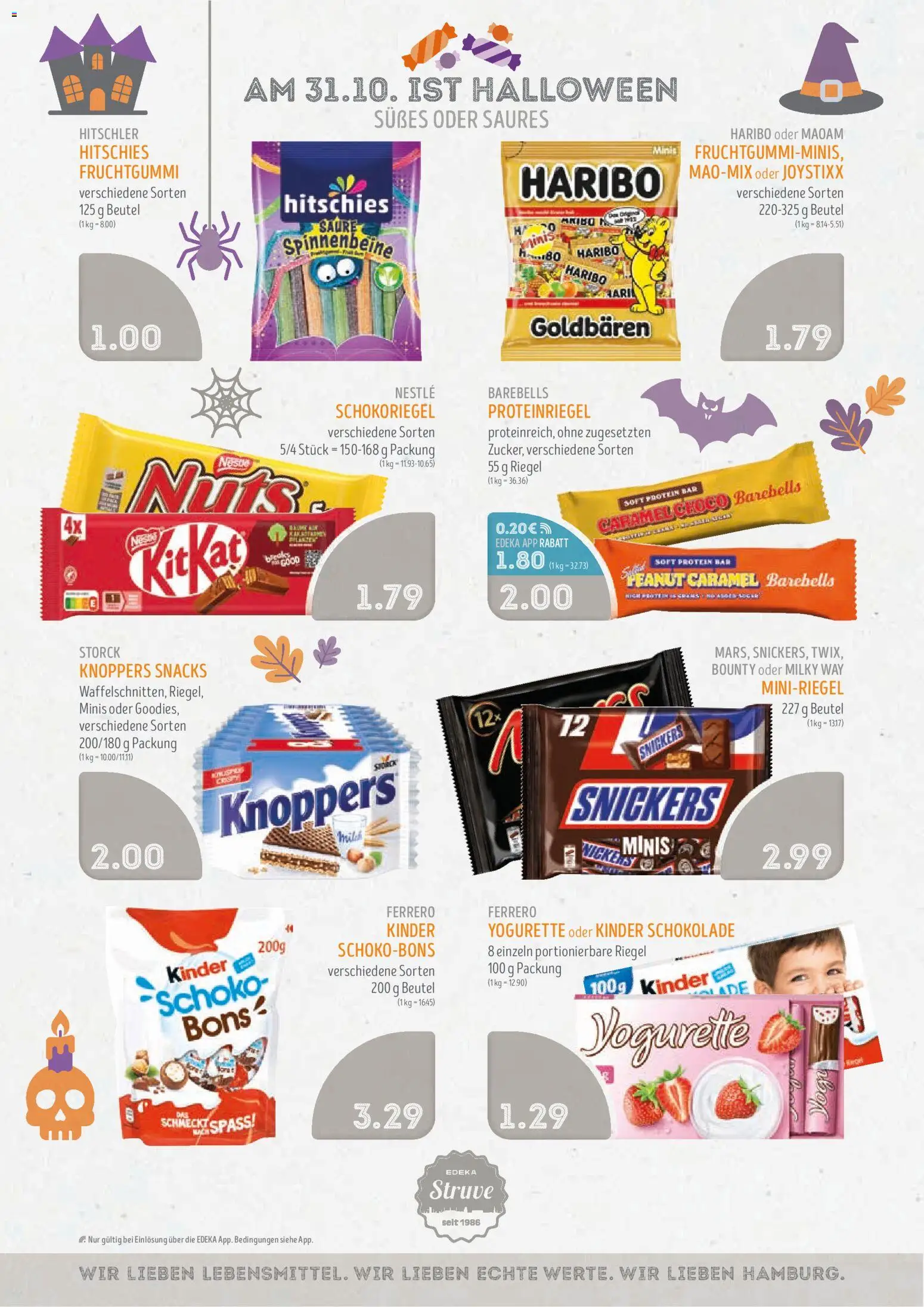 Edeka Struve Prospekt – gültig ab 26.10.2026 | Seite: 8 | Produkte: Kinder schokolade, Haribo, Snickers, Knoppers