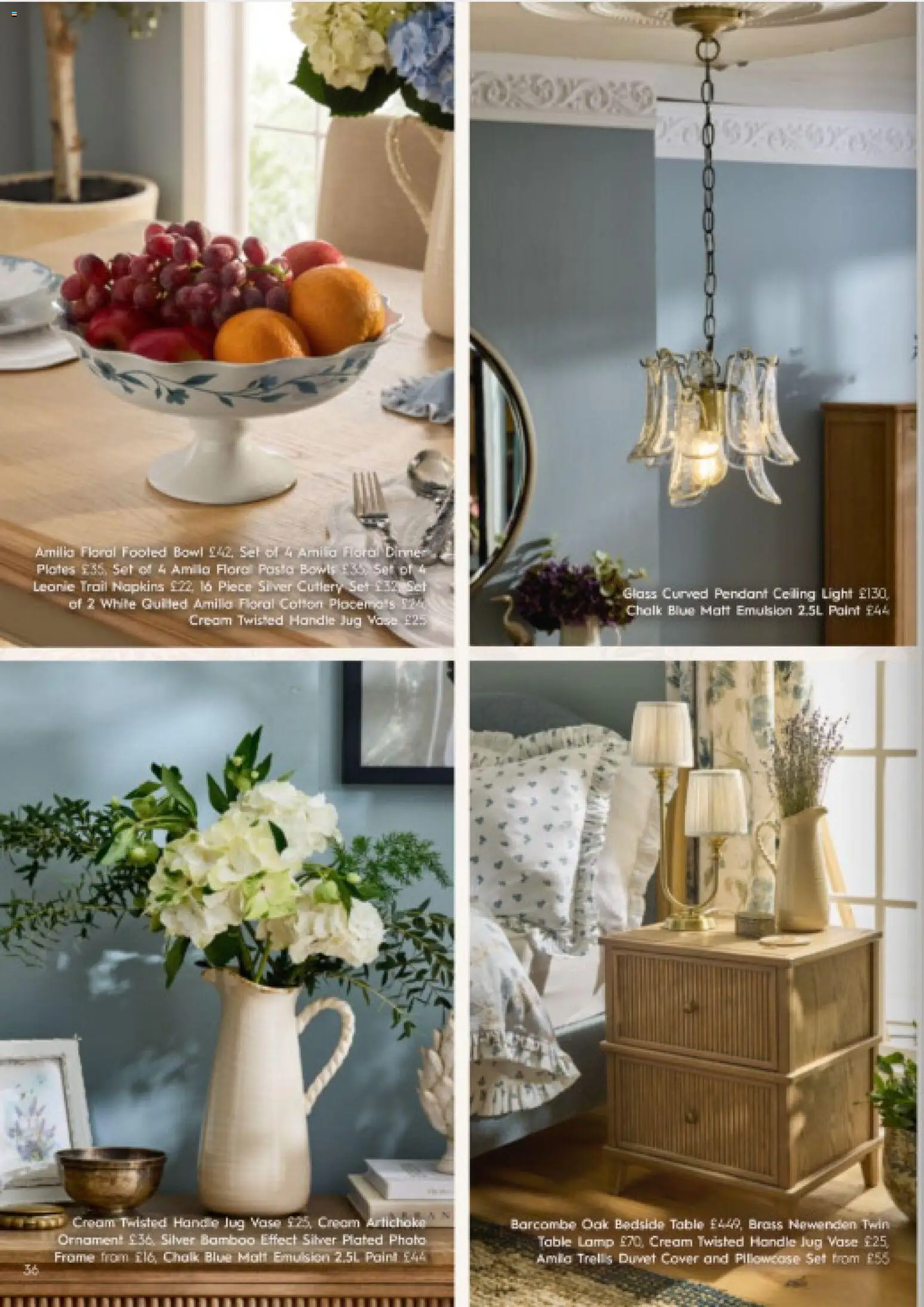 {H1} | Page: 36 | Products: Cutlery set, Ceiling light, Cream, Bowl