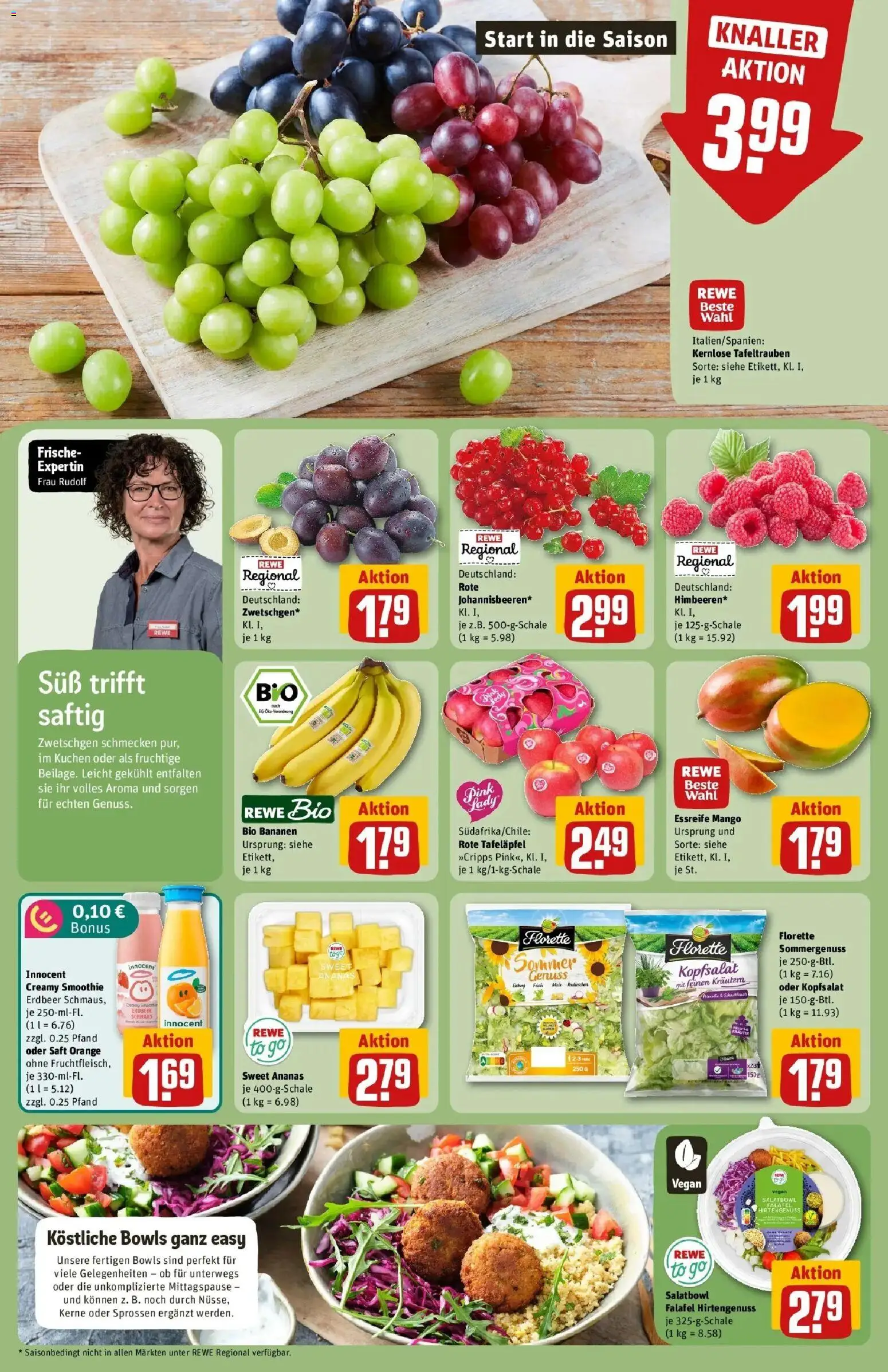 REWE Prospekt ab 03.08.2026 zum Blättern » Angebote | Seite: 6 | Produkte: Bananen, Ananas, Zwetschgen, Kuchen