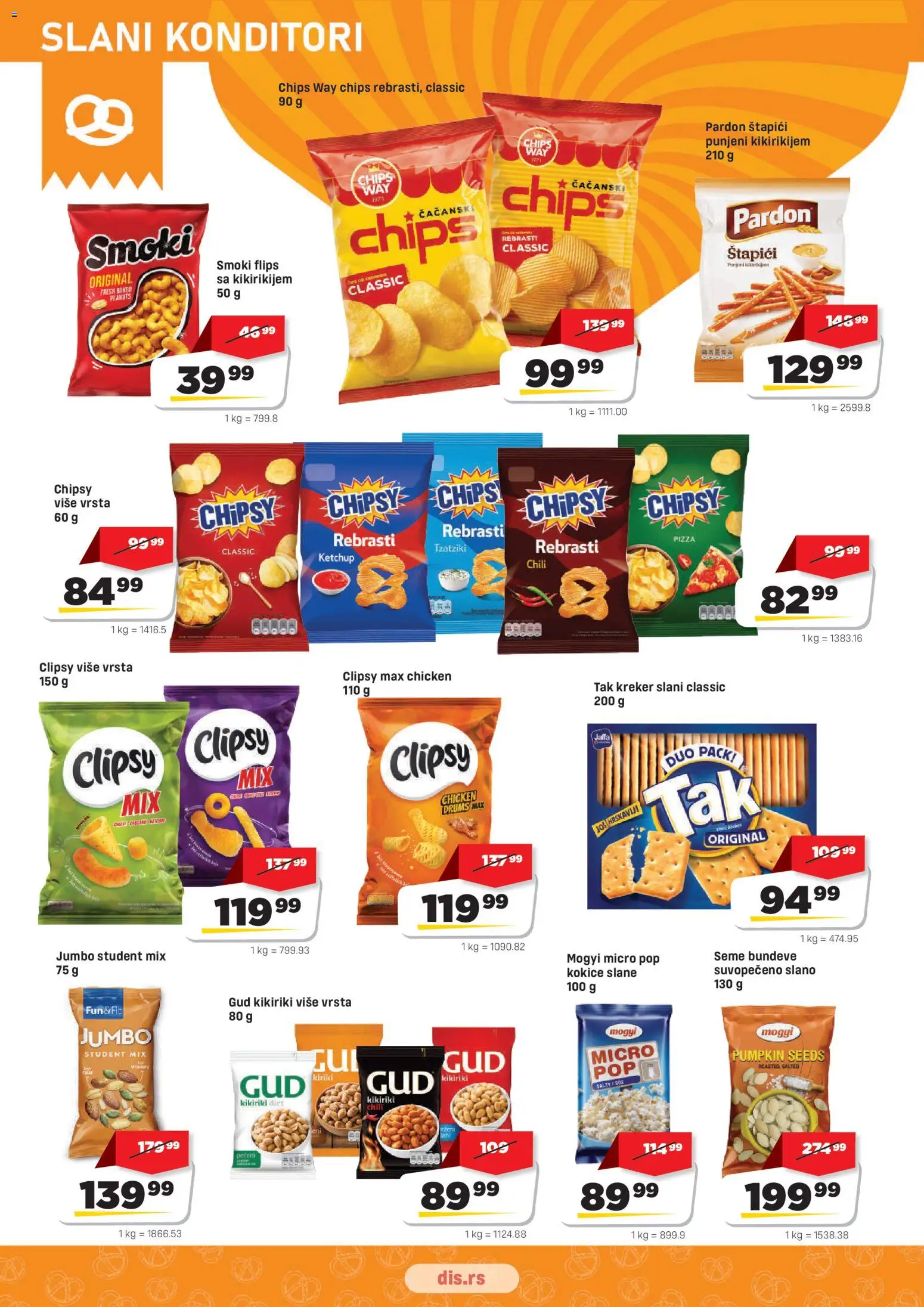 Super DIS katalog - važi od 01.09.2026 | Strana: 14 | Proizvode: Smoki, Kokice, Kikiriki, Sos