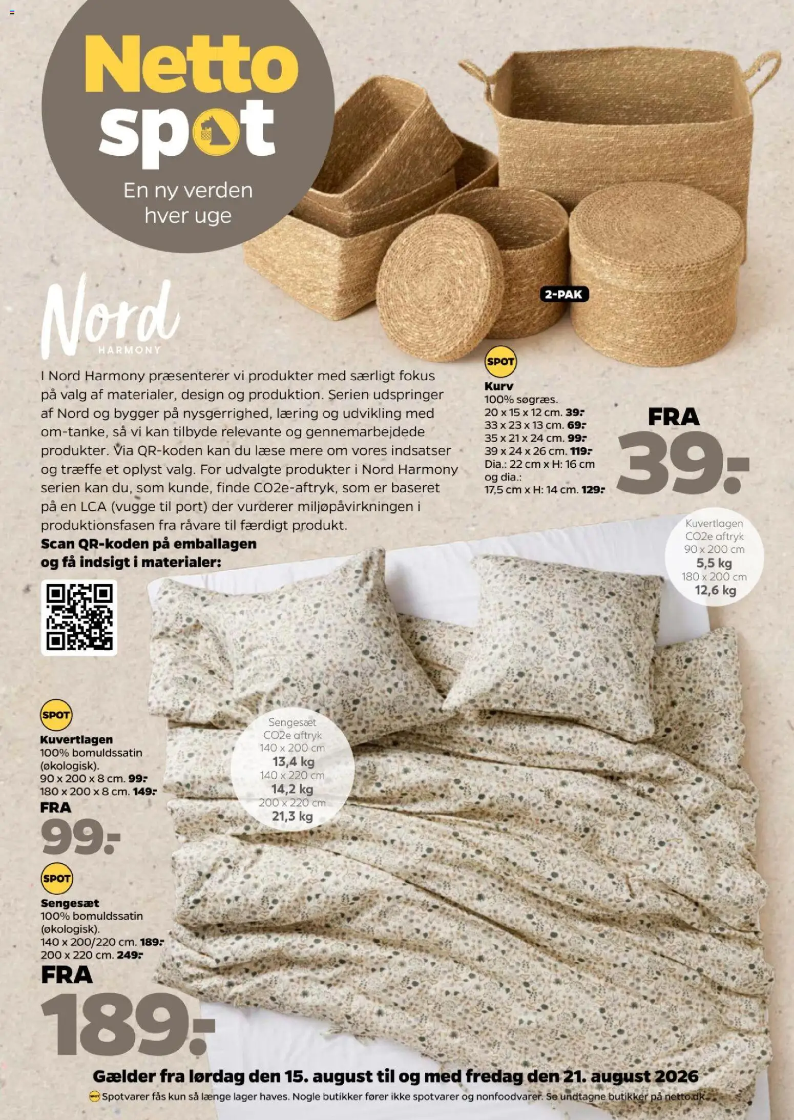 Netto tilbudsavis – gyldig fra 15/08/2026 | Side: 1 | Produkter: Kurv, Sengesæt, Søm