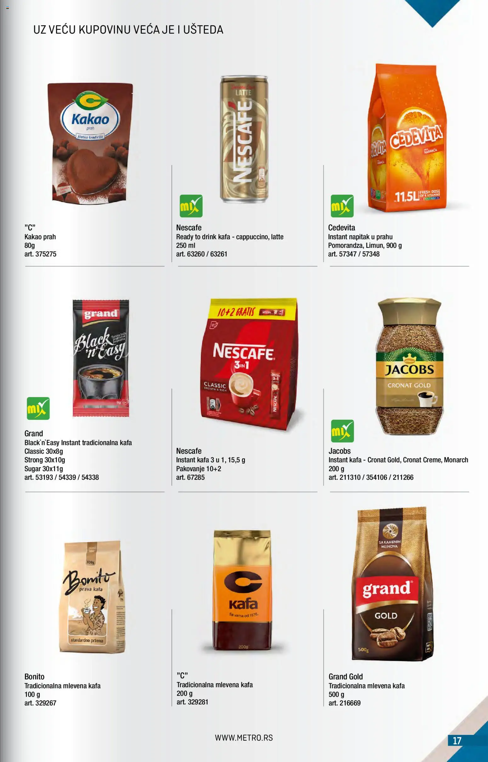 Metro katalog - važi od 01.06.2026 | Strana: 17 | Proizvode: Instant kafa, Cedevita, Kafa, Nescafé