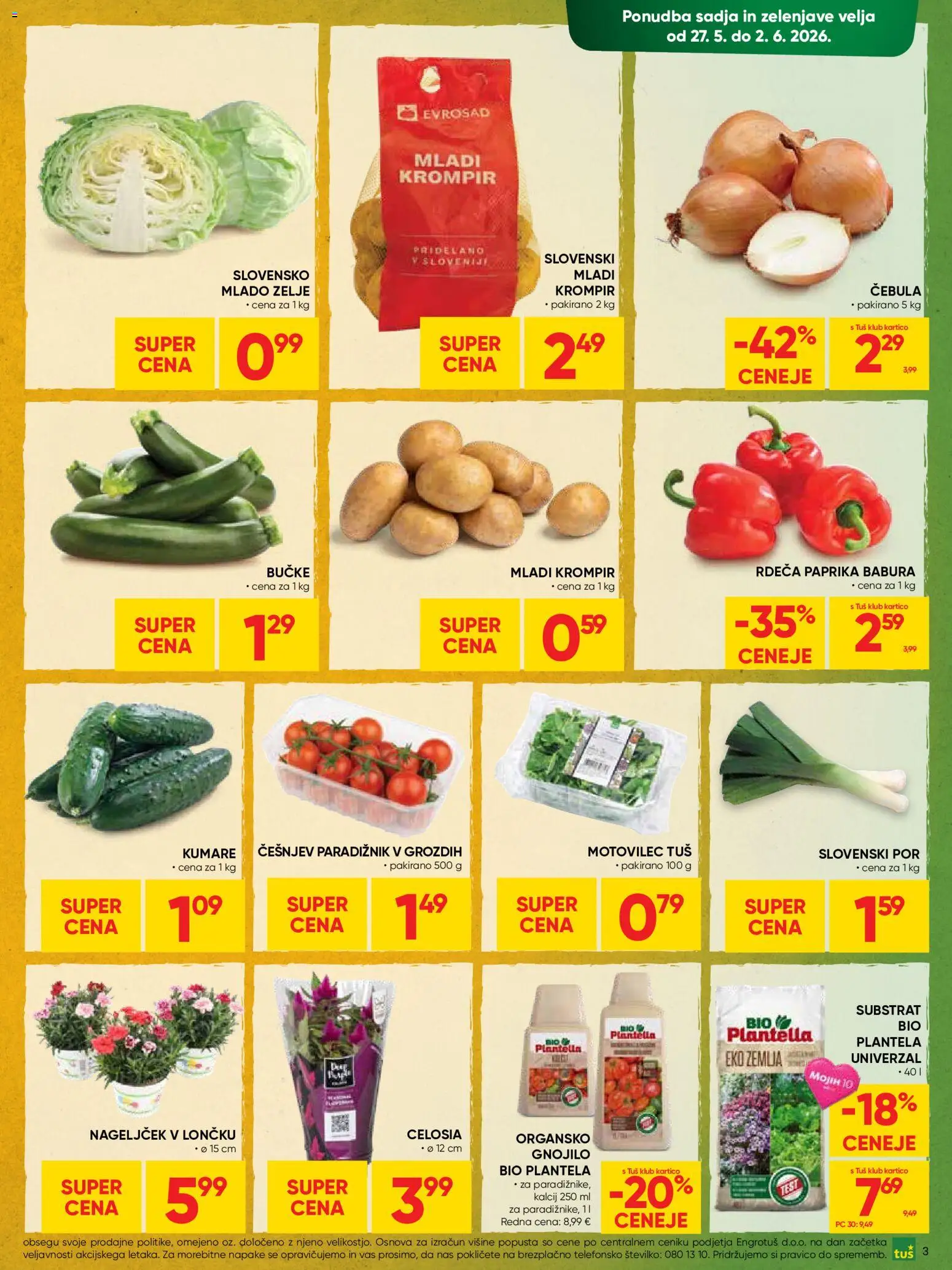 Novi Tuš katalog ponudbe – veljaven od 27.05.2026 | Stran: 3 | Izdelki: Žemlja, Paprika, Krompir, Cebula