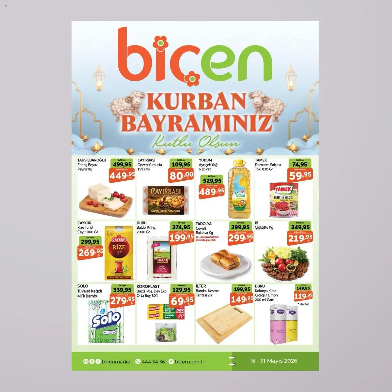 Biçen Market Katalog - 15.05.2026 tarihinden itibaren geçerlidir | Sayfa: 1 | Ürünler: Tuvalet, Yumurta, Limon, Kiraz