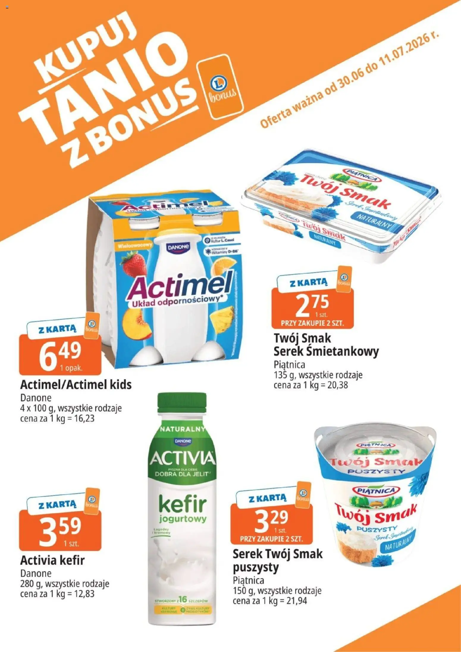 E.Leclerc gazetka - Kupony dodatkowe od 30.06.2026 | Strona: 2 | Produkty: Serek Twój Smak, Karta, Kefir, Serek
