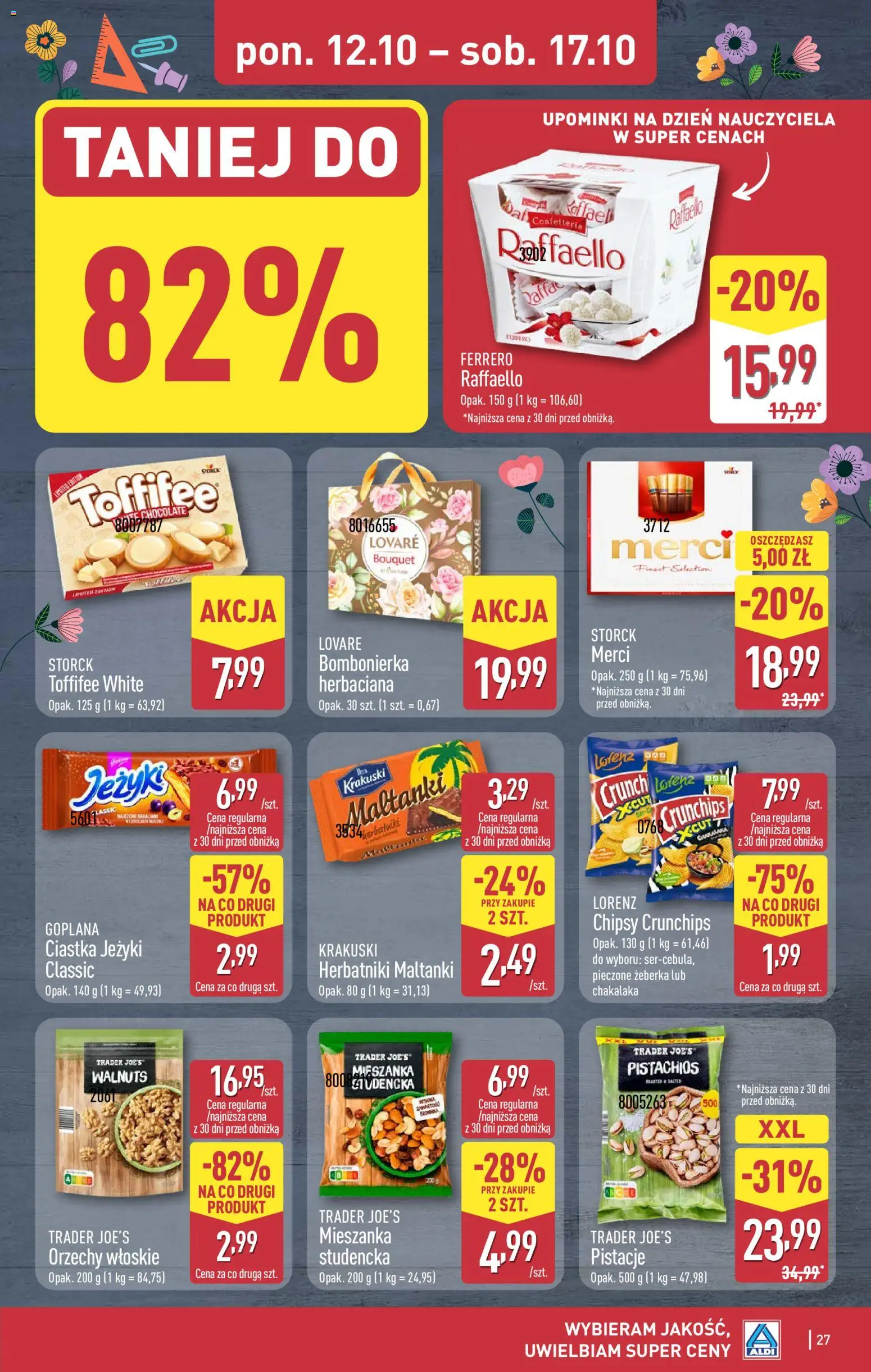 Aldi gazetka od 12.10.2026 | Strona: 27 | Produkty: Żeberka, Chipsy, Raffaello, Orzechy włoskie