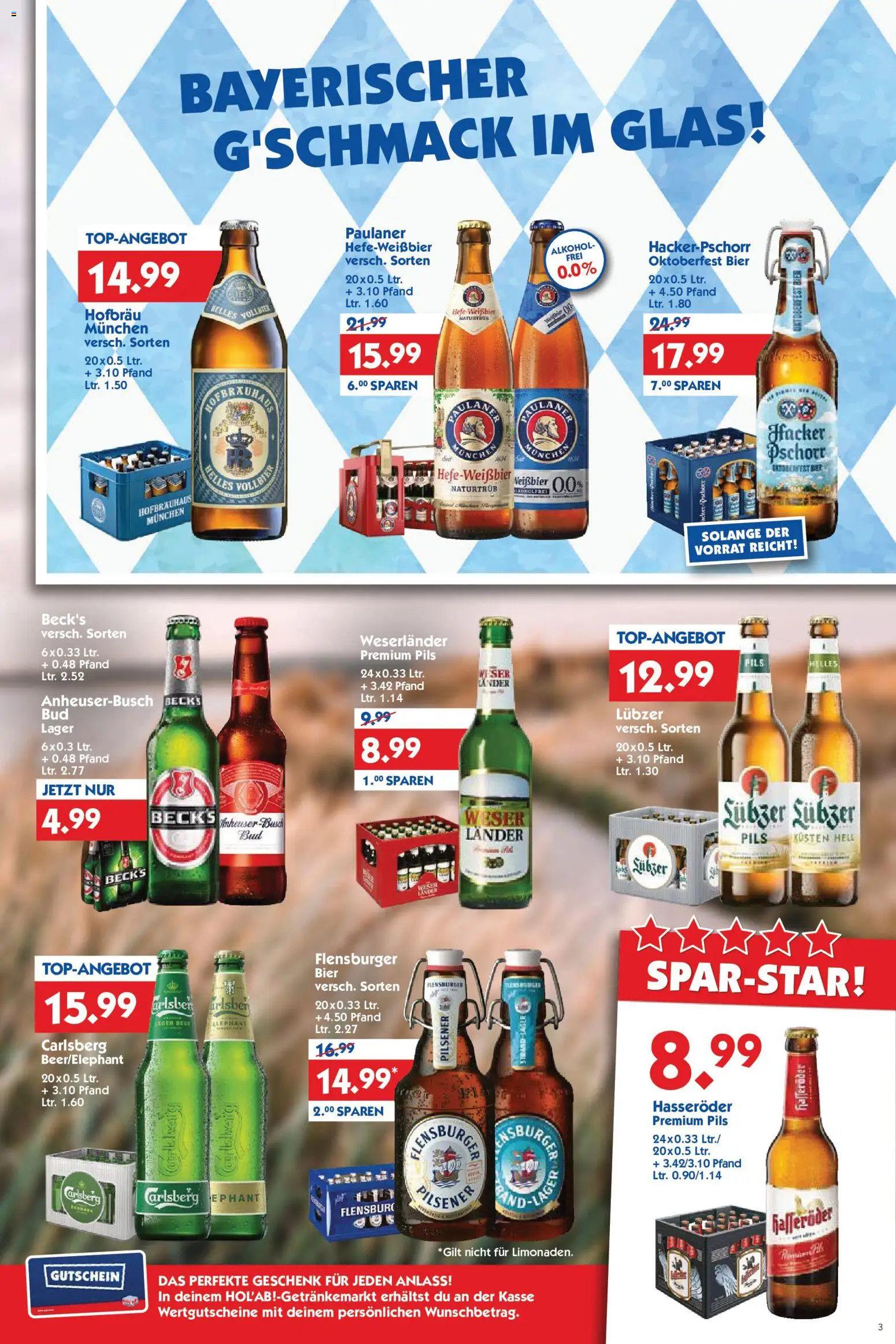 HOL’AB! Prospekt – gültig ab 07.09.2026 | Seite: 3 | Produkte: Bier, Flensburger, Lubzer, Paulaner