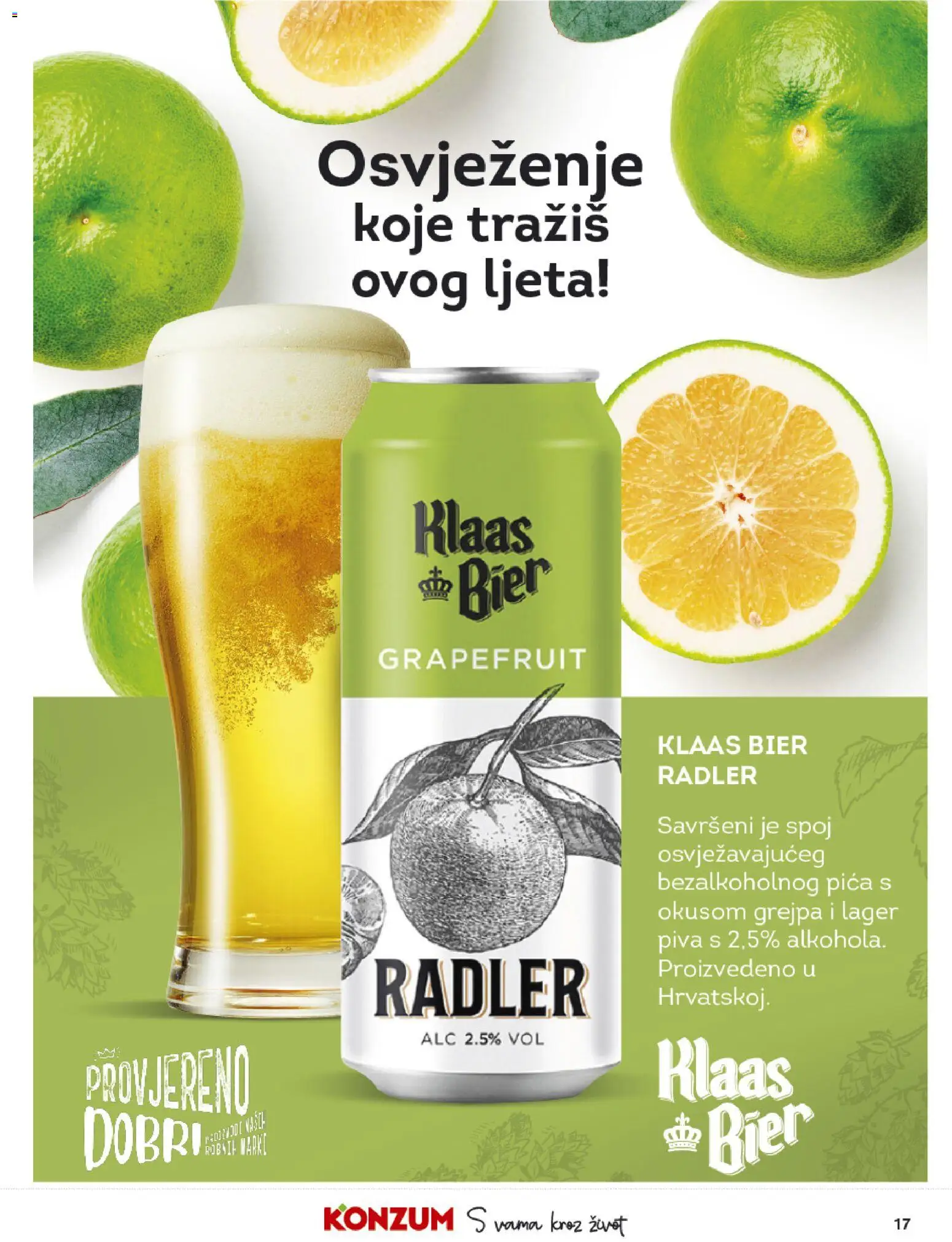 Konzum HR akciós ujság - amely érvényes a következő dátumtól: 10.06.2026 | Oldal: 17 | Termékek: Radler, Grapefruit