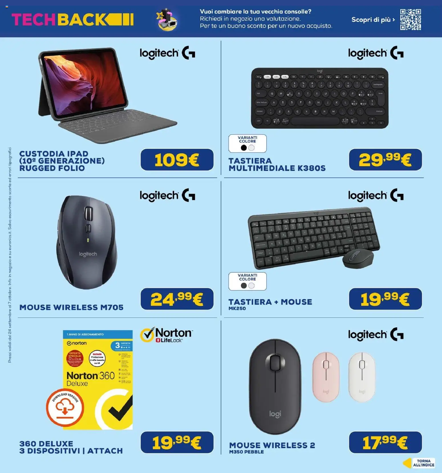 Volantino Euronics del 24/09/2026 | Pagina: 40 | Prodotti: Tè, Mouse, Tastiera, Ipad