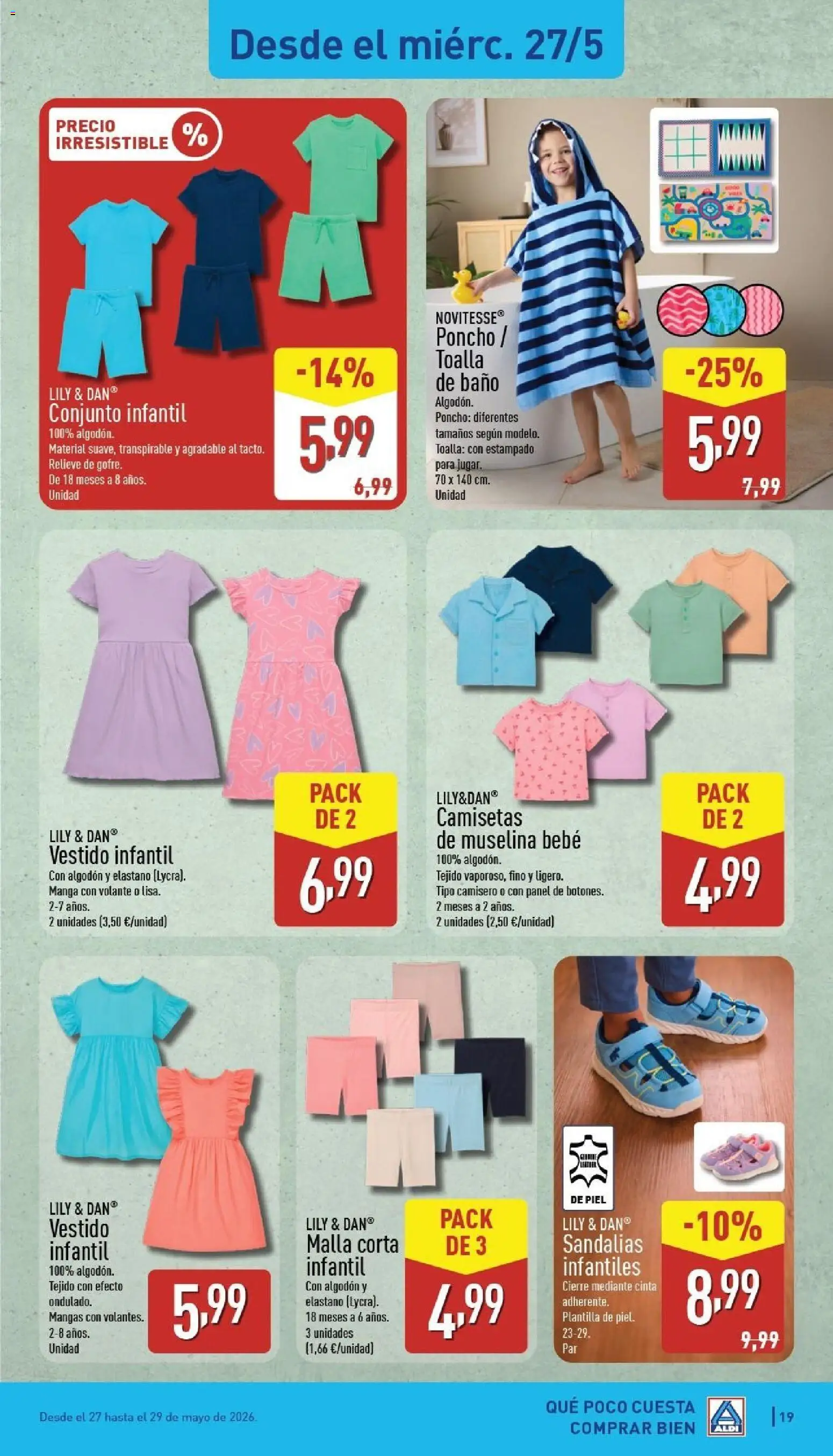 Aldi folleto Península │ válido desde el 25.05.2026 | Página: 19 | Productos: Toalla de baño, Sandalias, Baño