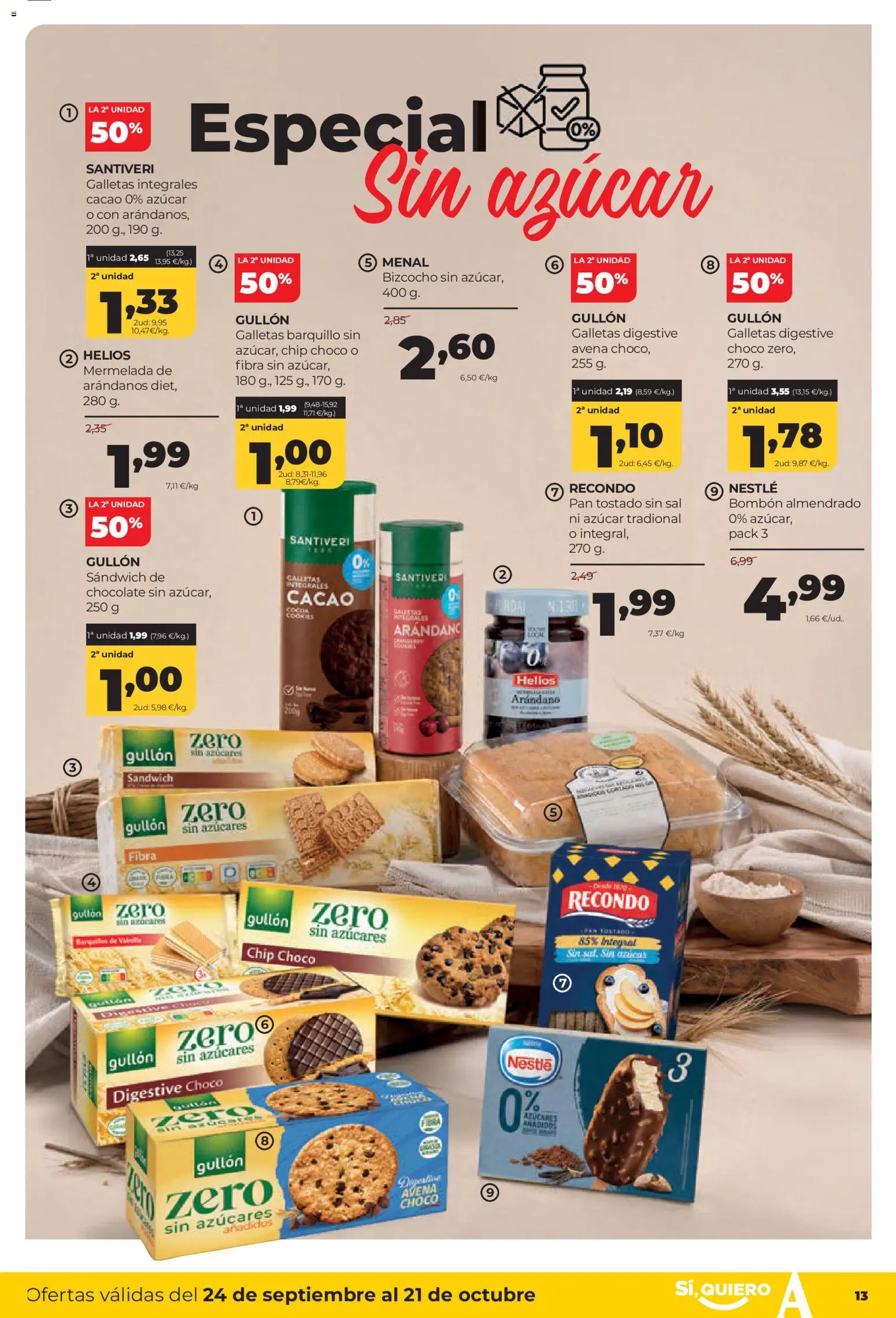 Alimerka folleto Castilla y León │ válido desde el 24/09/2026 | Página: 13 | Productos: Pan tostado, Mermelada, Chocolate, Azúcar