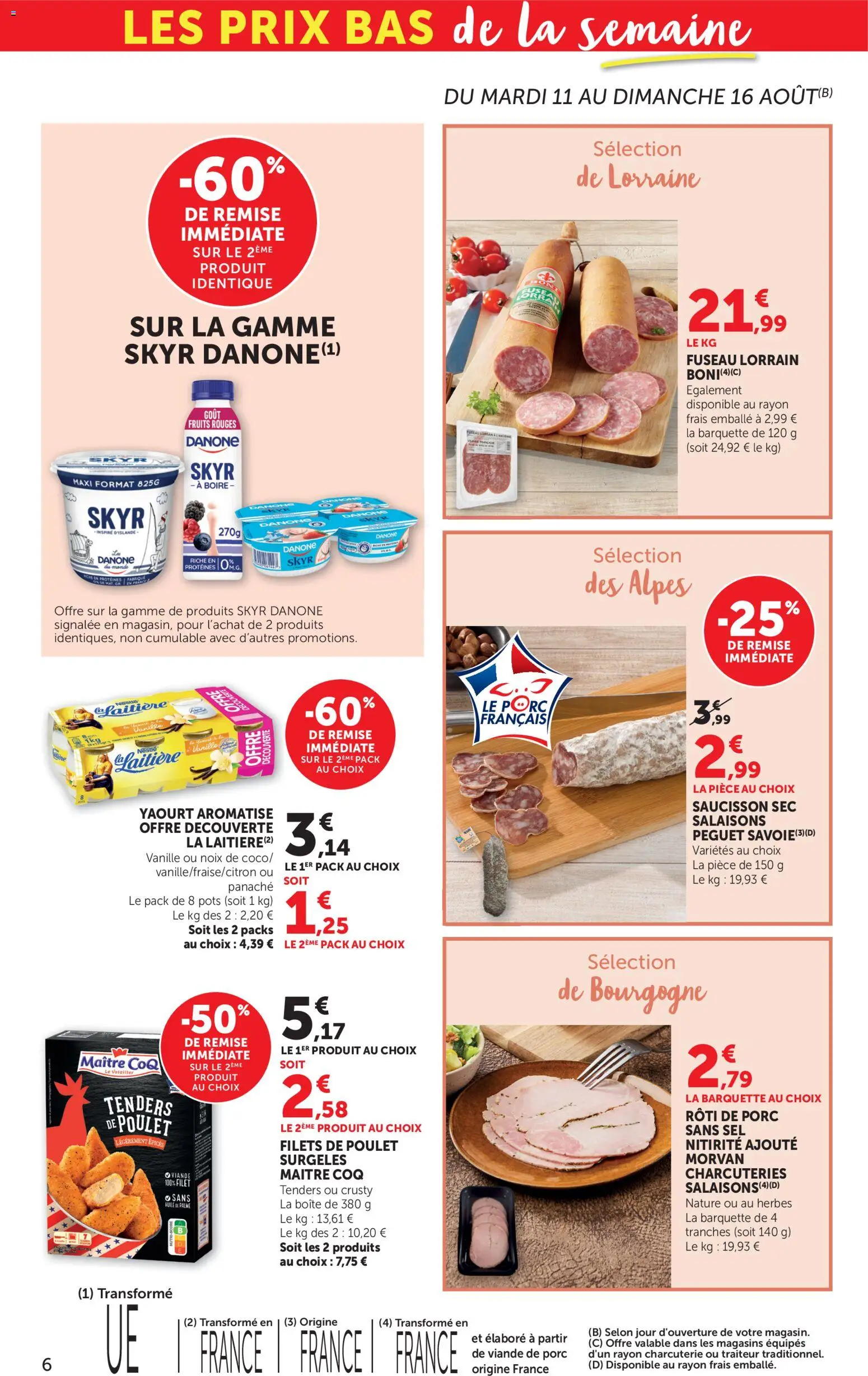 {H1} | Page: 6 | Produits: Rôti de porc, Poulet, Fruits, Noix