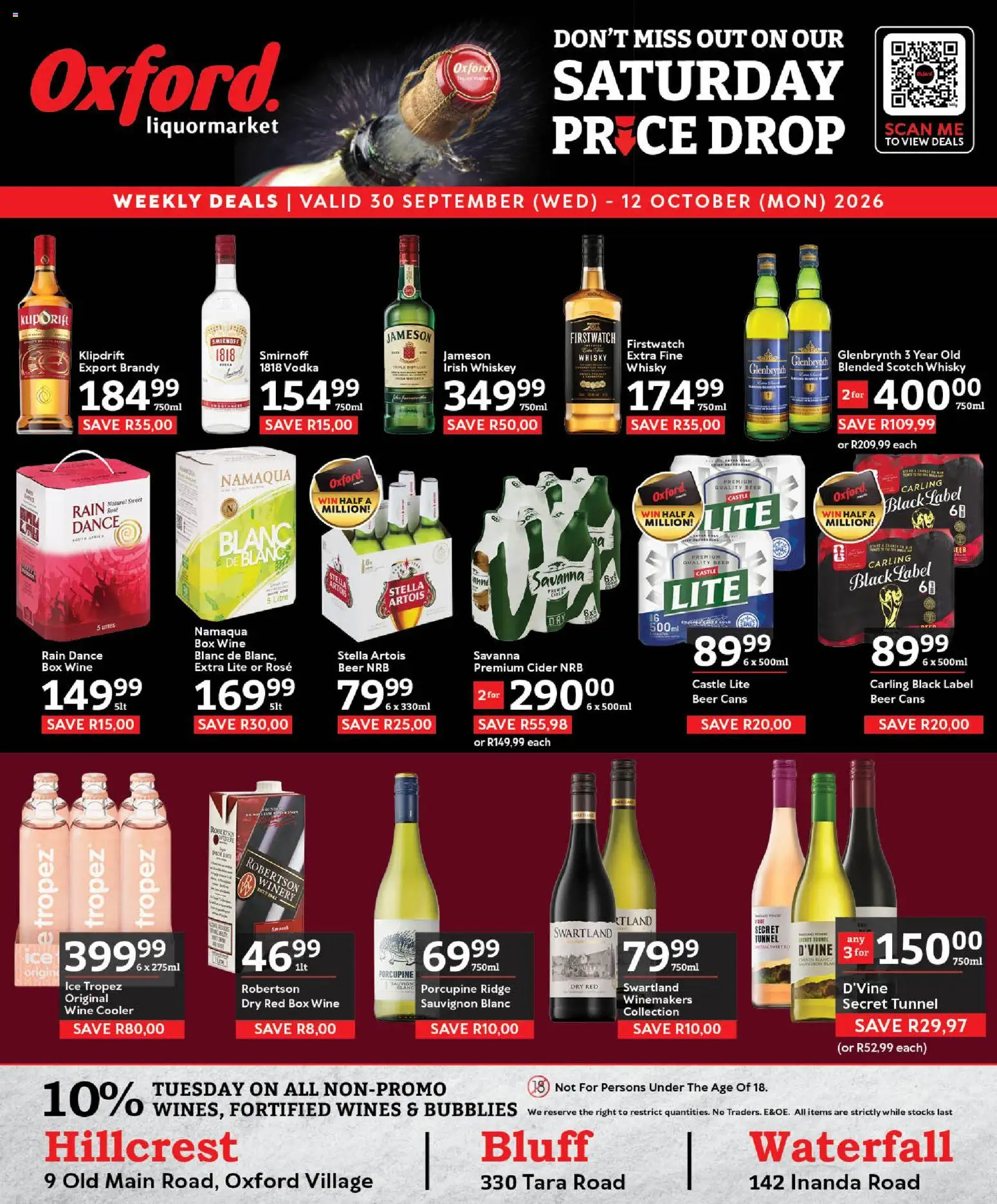 New Oxford Freshmarket catalogue – valid from 30/09/2026 | Page: 1 | Products: Brandy, Cooler, Vodka, Whiskey