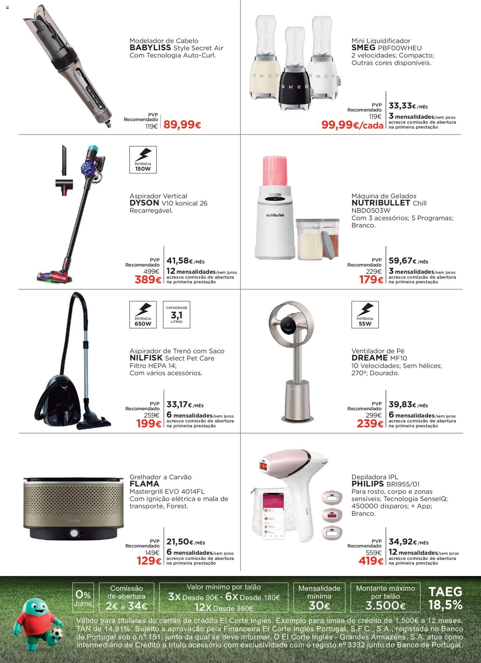 El Corte Ingles Promoção │ válido de 17/07/2026 | Página: 12 | Produtos: Ventilador, Depiladora, Aspirador, Banco