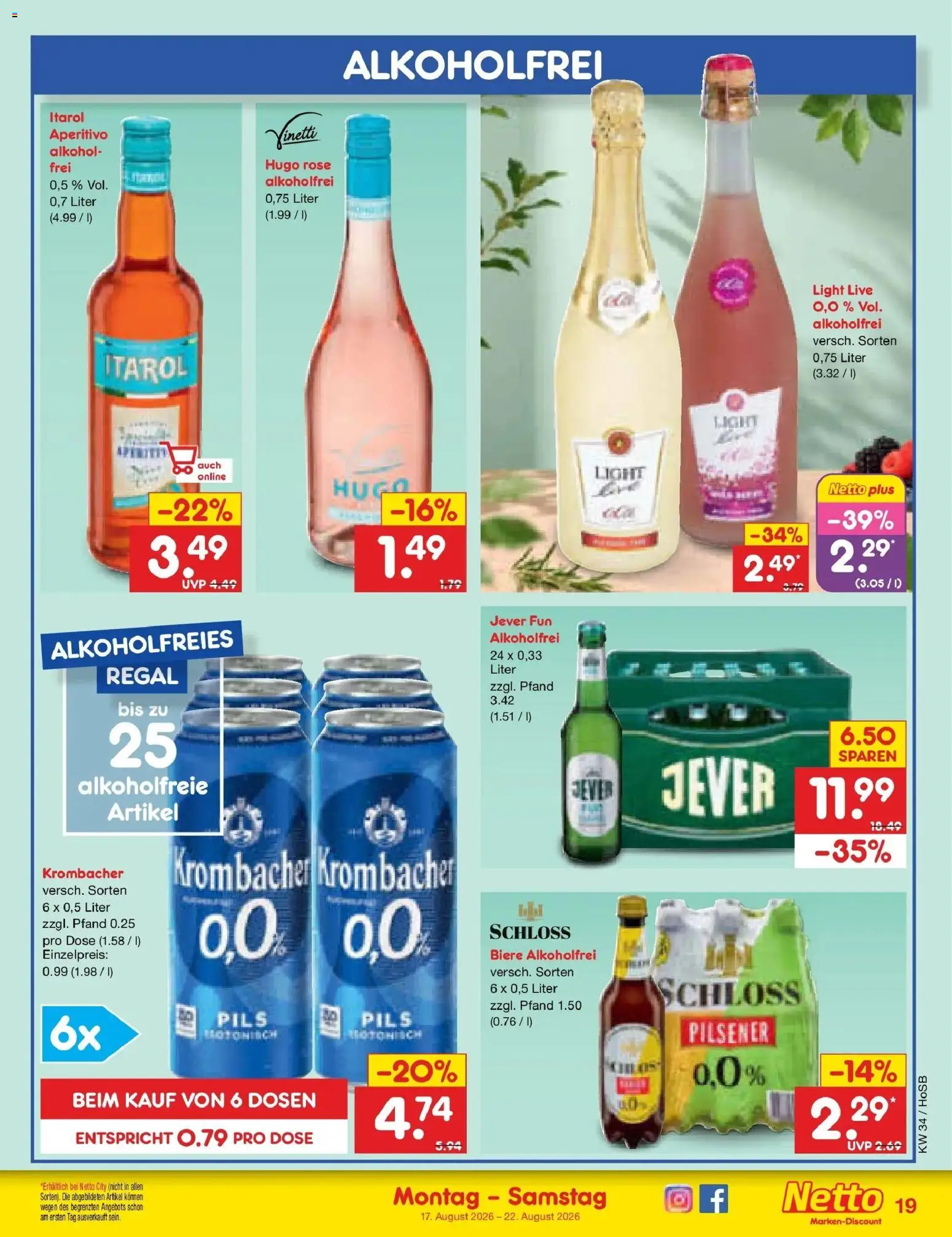 Netto Marken-Discount Prospekt Hannover – gültig ab 17.08.2026 | Seite: 25 | Produkte: Regal, Pils, Alkohol, Hugo