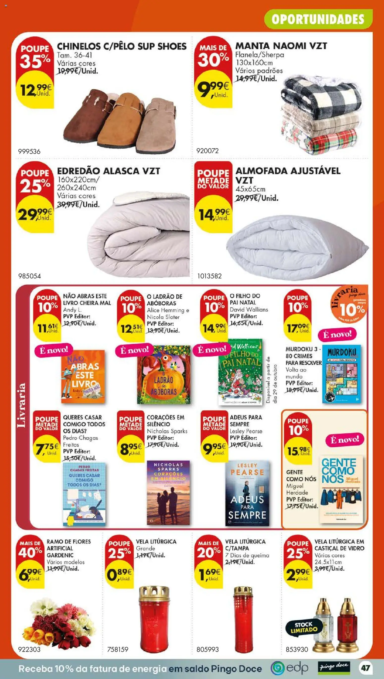 Pingo Doce folheto Poupe Este Fim de Semana │ válido de 29/10/2026 | Página: 55 | Produtos: Chinelos, Flores, Almofada, Manta