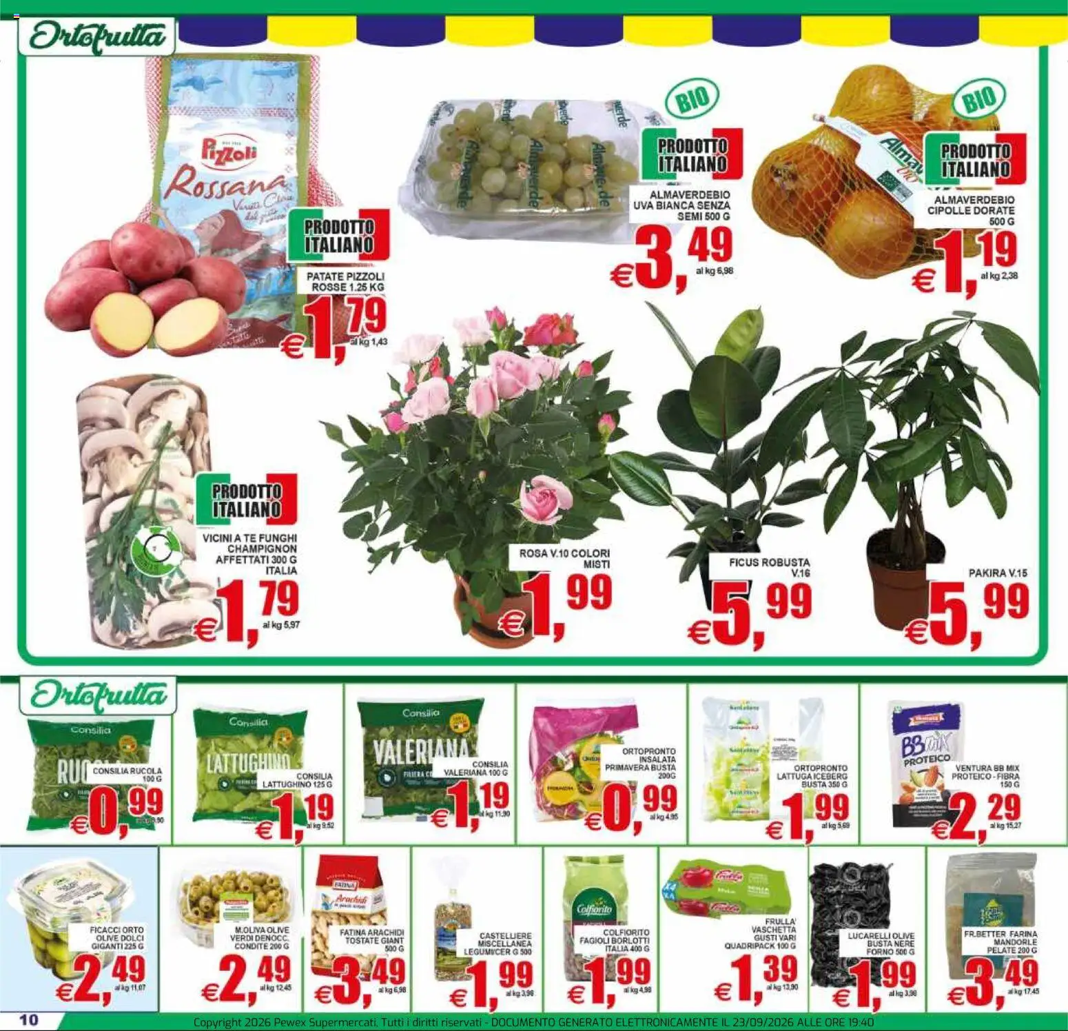 Volantino Pewex del 23/09/2026 | Pagina: 10 | Prodotti: Fagioli, Mandorle, Forno, Lattuga