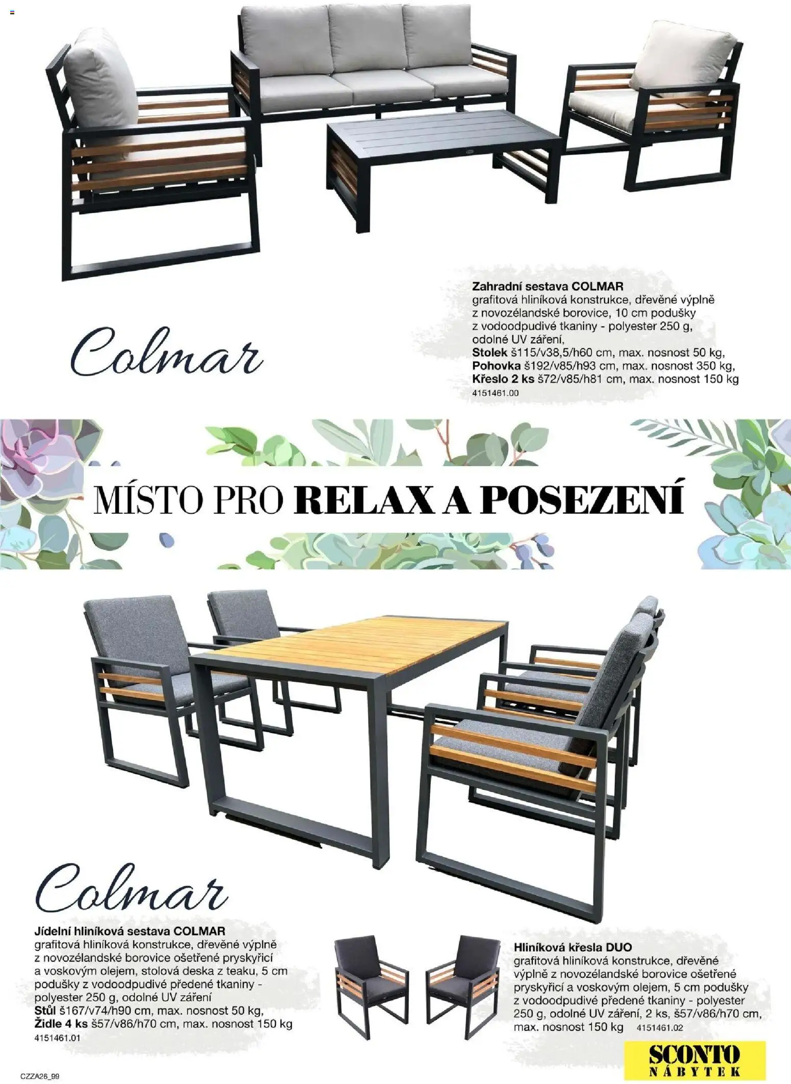 Sconto nábytek katalog - Zahradní speciál od 01.01.2026 | Strana: 99 | Produkty: Křesla, Pohovka, Stůl, Židle