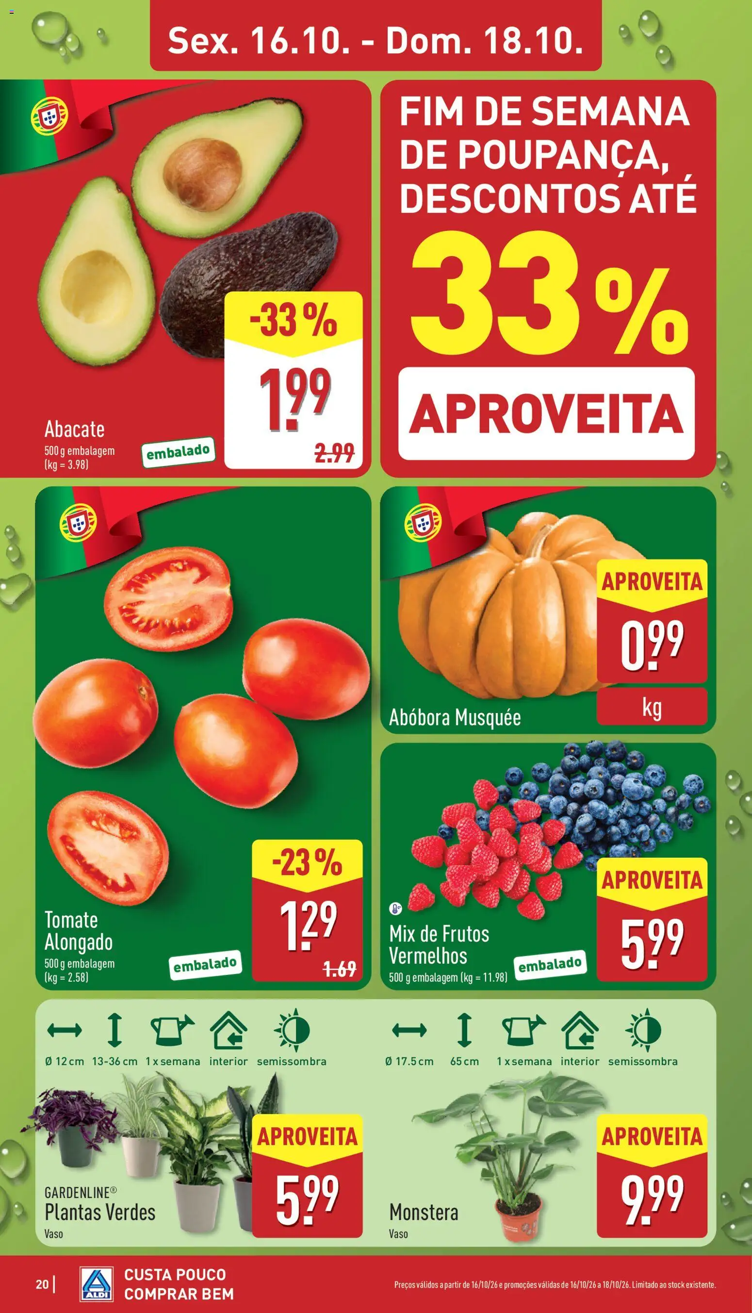 Aldi folheto │ válido de 12/10/2026 | Página: 20 | Produtos: Vaso, Abacate, Abóbora, Tomate