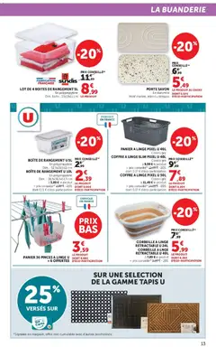 Super U - Prévisualisation de Super U - La Maison à prix bas valide à partir de 06/10/2026 | Page: 13 | Produits: Panier à linge, Tapis, Corbeille, Boîtes de rangement