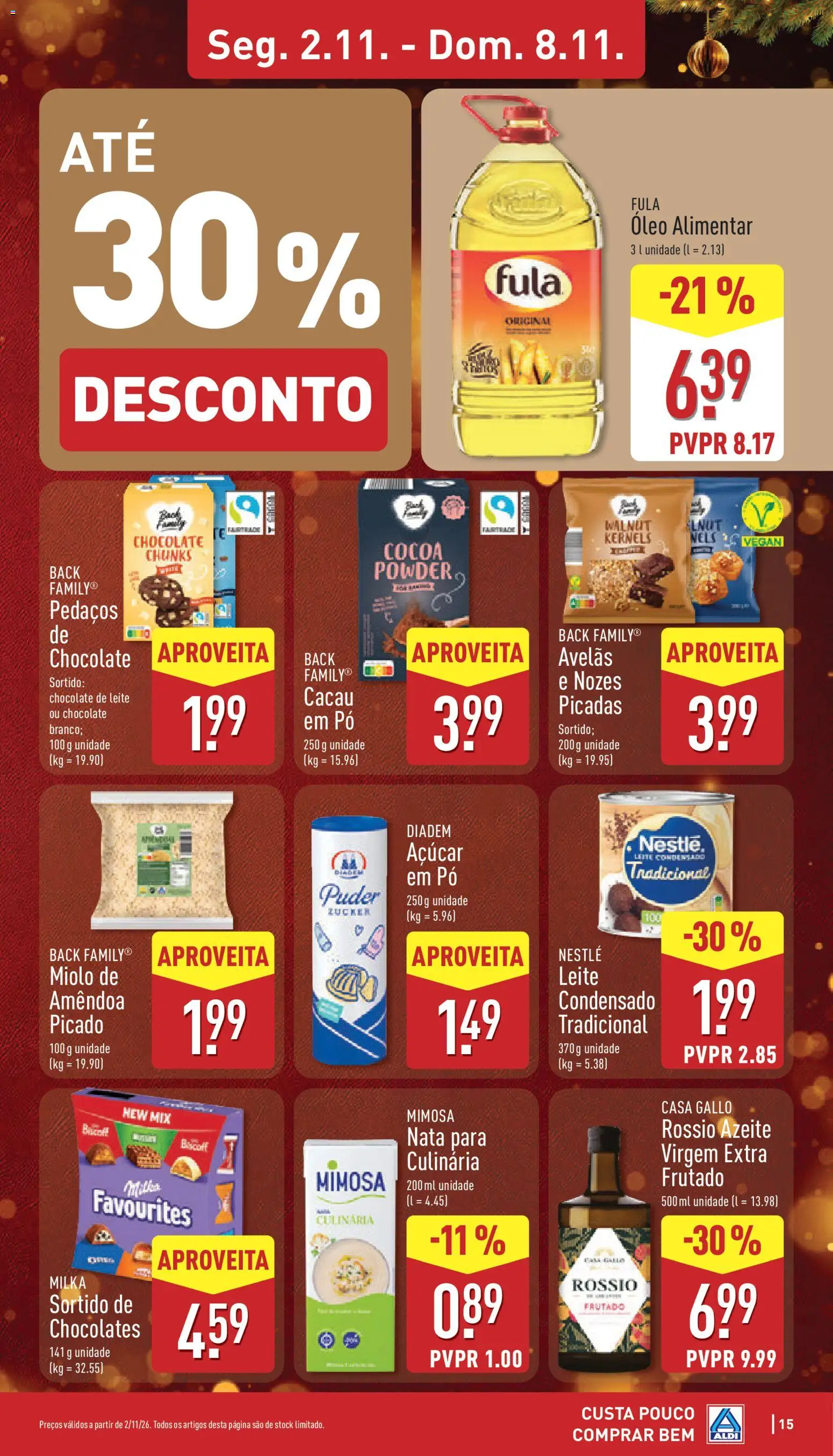 Aldi folheto │ válido de 02/11/2026 | Página: 15 | Produtos: Azeite, Pó, Chocolate, Azeite virgem extra