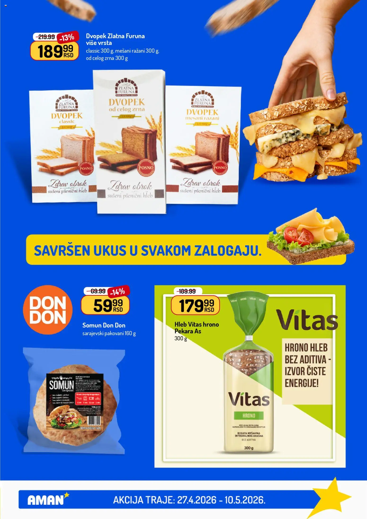 Aman katalog - važi od 27.04.2026 | Strana: 27 | Proizvode: Pekara, Somun, Hleb