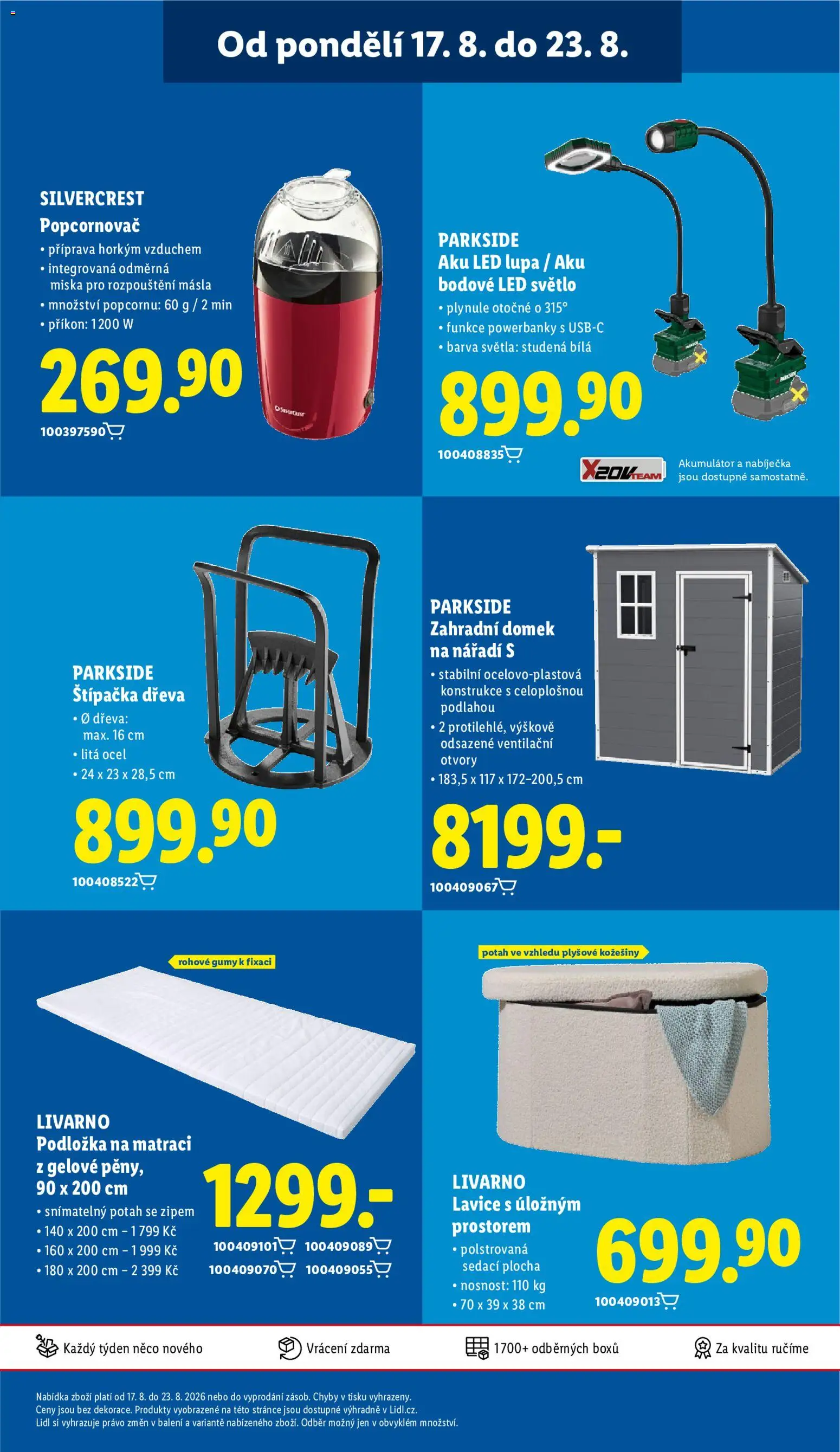 Lidl leták od 17.08.2026 | Strana: 47 | Produkty: Parkside, Miska, Zahradní domek, LED světlo