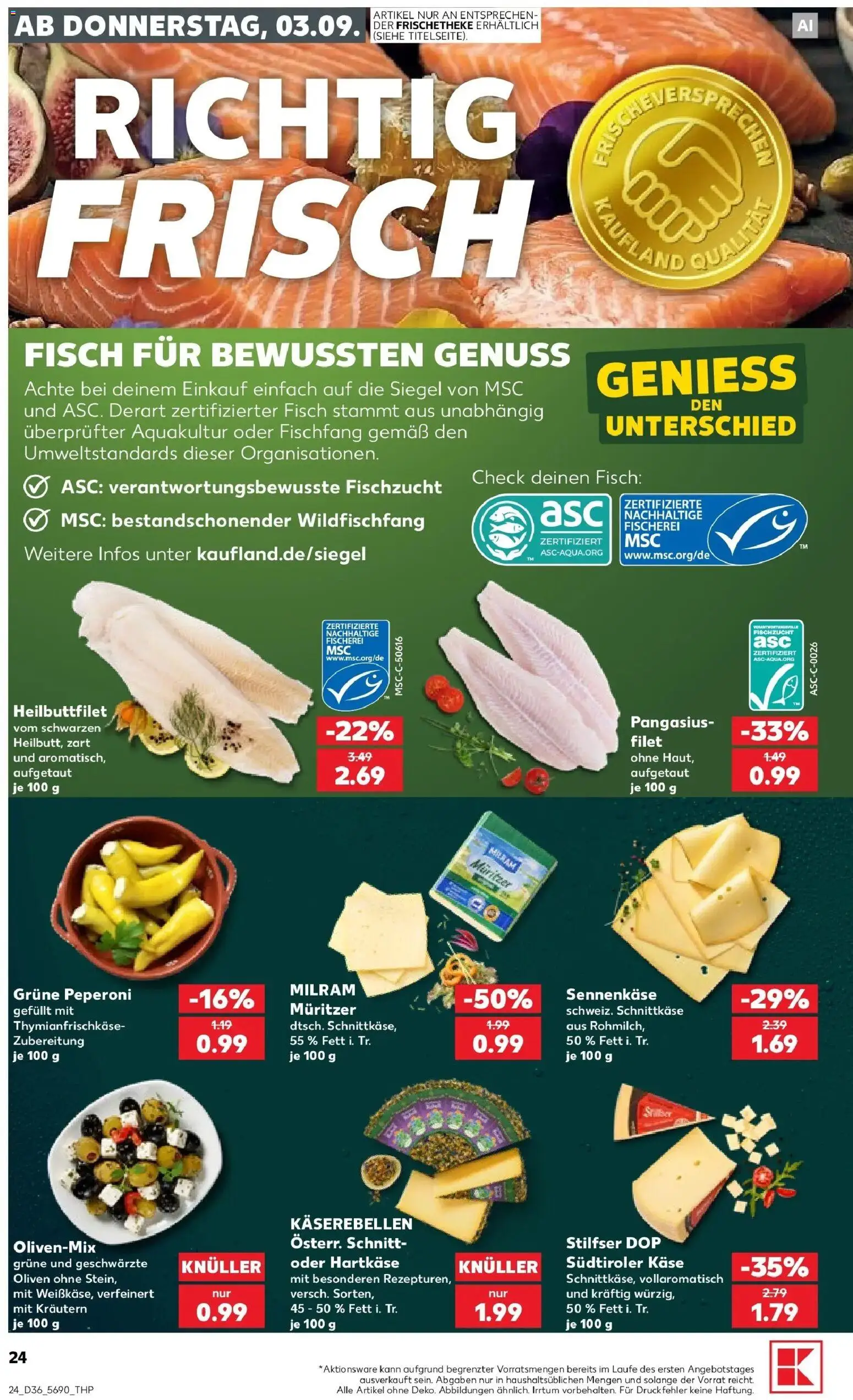 Prospekt Kaufland ab 31.08.2026 » Angebote Online zum Blättern | Seite: 33 | Produkte: Käse, Fisch, Milram