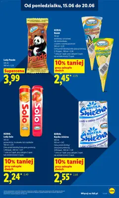 Pogląd oferty "Lody Pando, lody o smaku śmietankowo-czekoladowym w polewie z dodatkiem czekolady" - ważna od 15.06.2026 | Strona: 41