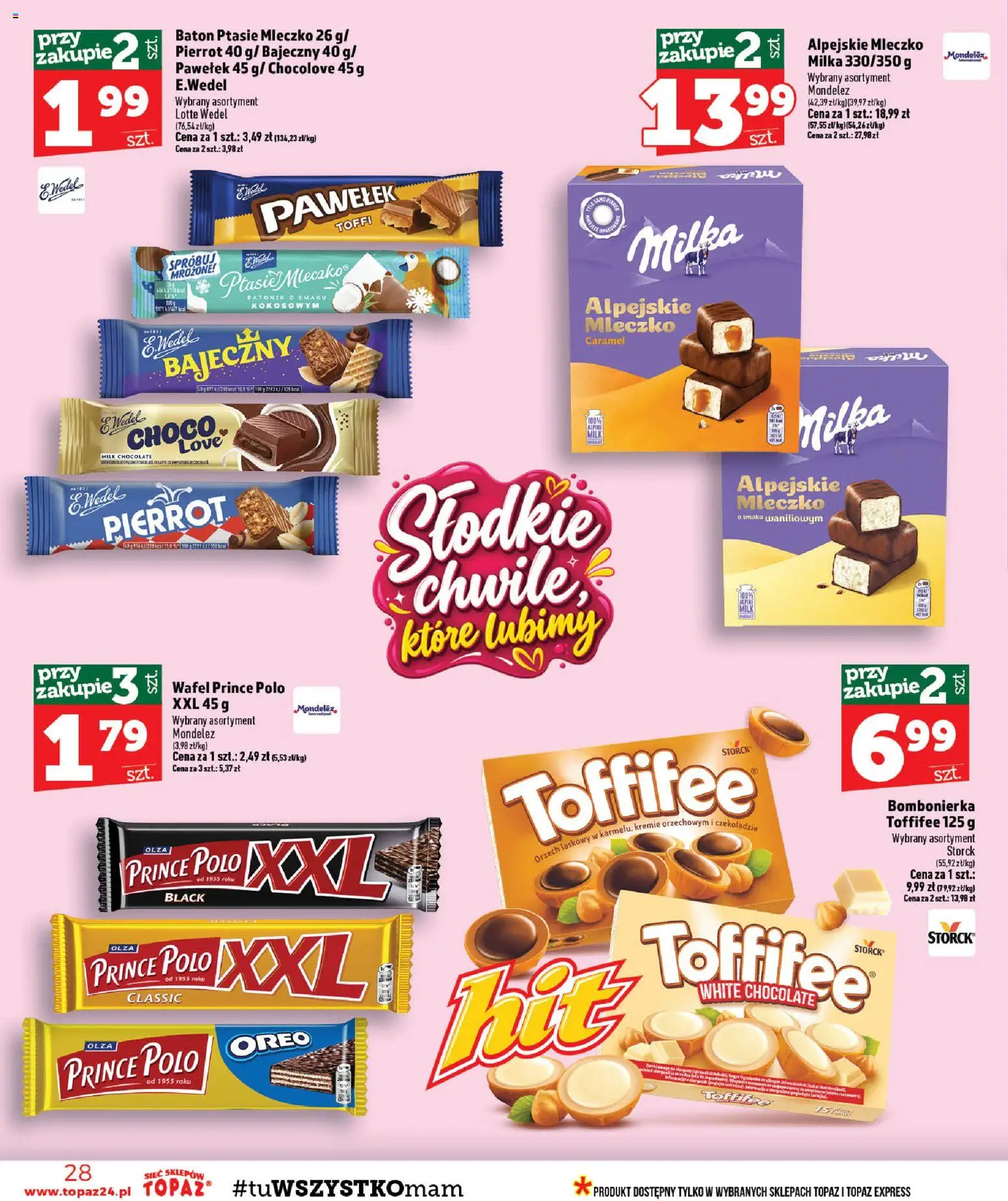 Topaz gazetka - MAZ od 01.10.2026 | Strona: 28 | Produkty: Oreo, Bombonierka, Milka, Prince polo