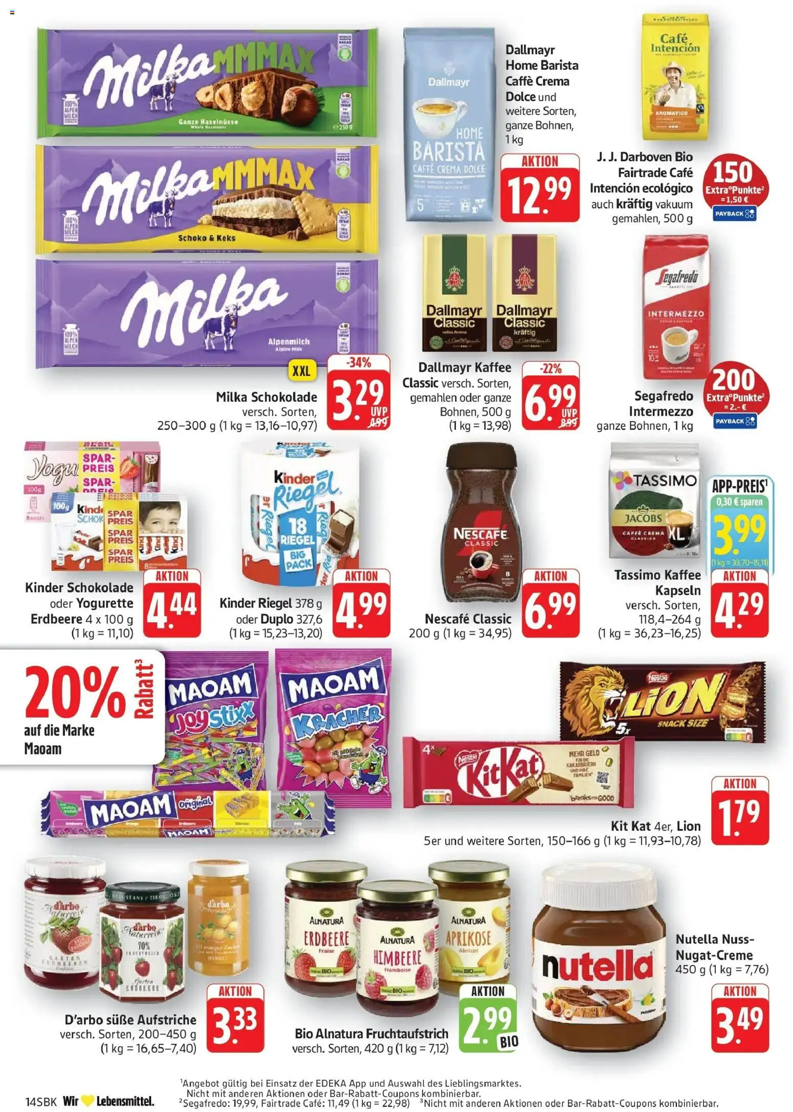 Edeka Prospekt Bruchsal (ab 17.08.2026) » Angebote Online | Seite: 14 | Produkte: Yogurette, Milka, Nutella, Himbeere