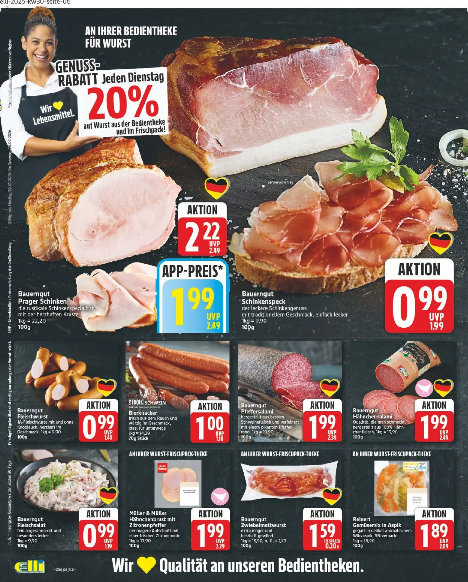 Elli Markt Prospekt Hövelhof – gültig ab 20.07.2026 | Seite: 6 | Produkte: Pfeffer, Wurst, Bauerngut, Schweinefleisch