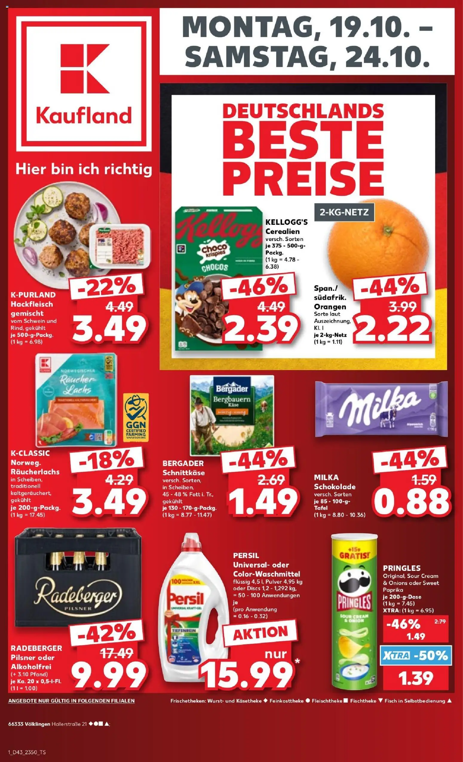 Kaufland Prospekt Völklingen – gültig ab 19.10.2026 | Seite: 1 | Produkte: Kellogg's, Fisch, Lachs, Räucherlachs