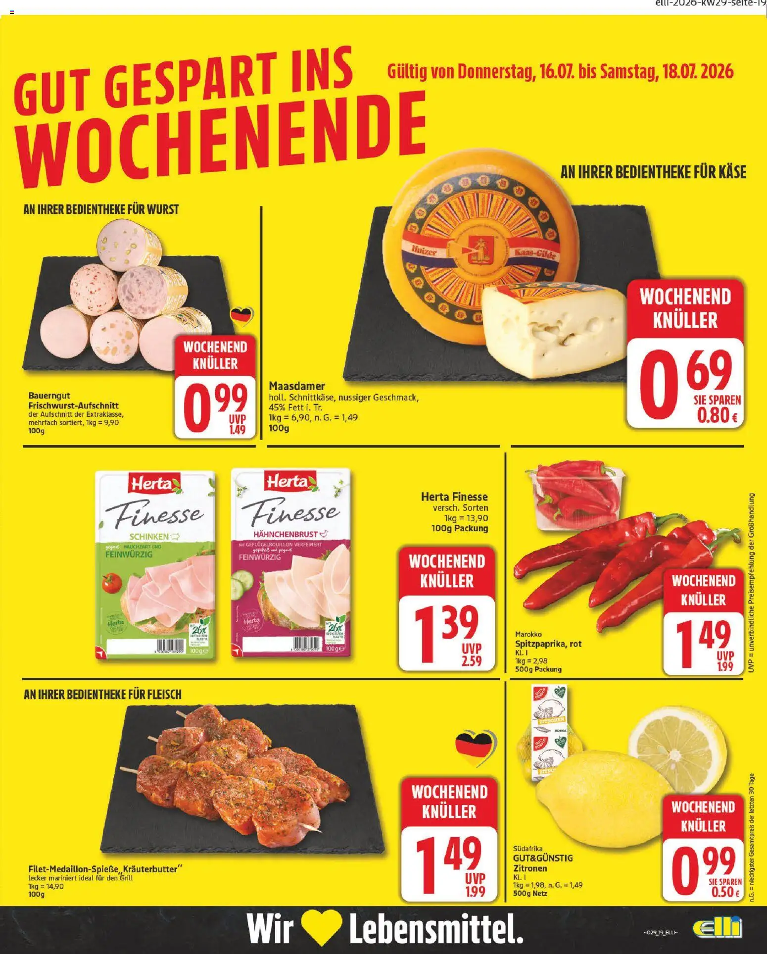 Elli Markt Prospekt Erwitte – gültig ab 13.07.2026 | Seite: 22 | Produkte: Käse, Schinken, Herta finesse, Hahnchenbrust