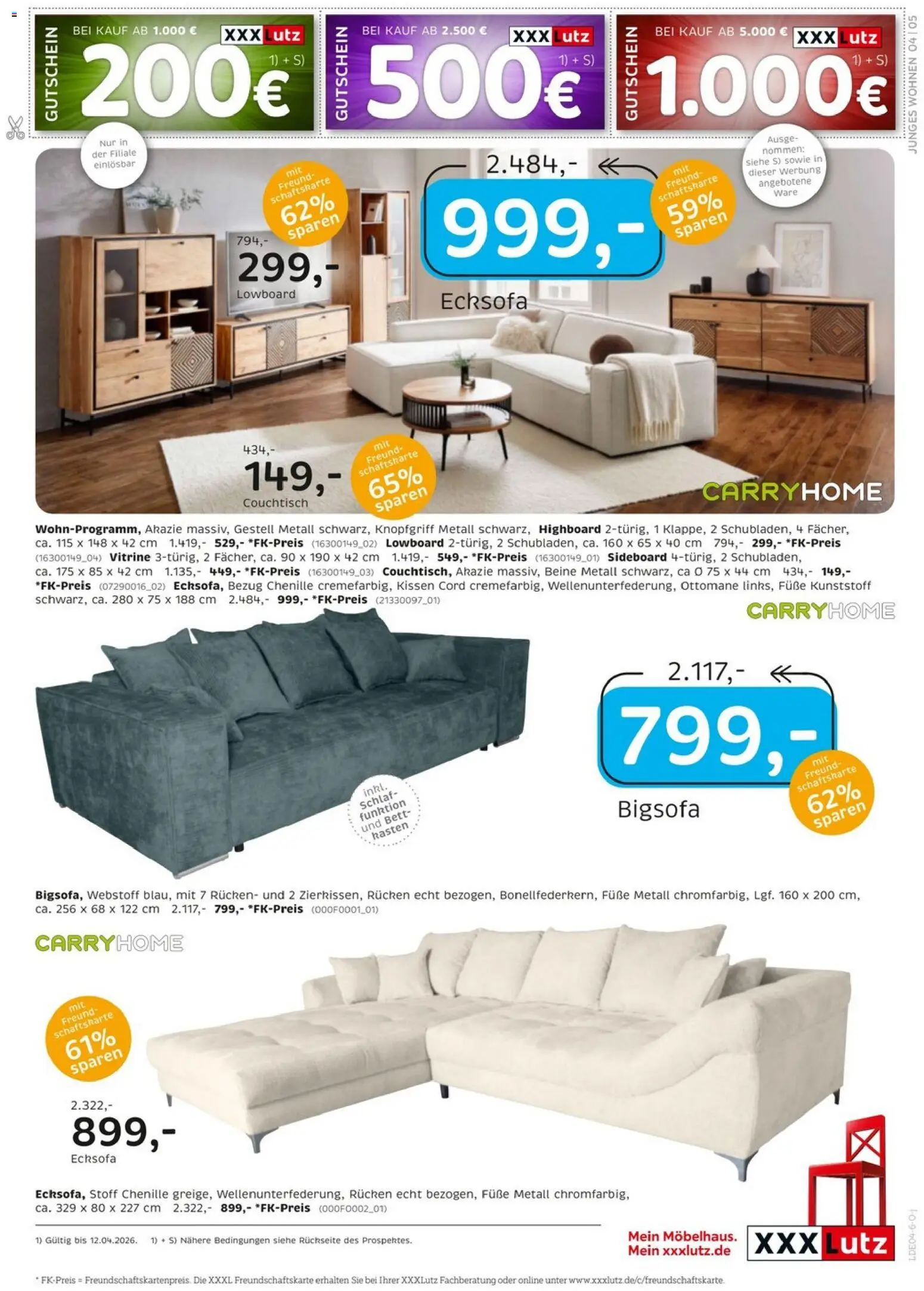 XXXLutz Junges Wohnen – gültig ab 29.03.2026 | Seite: 5 | Produkte: Bigsofa, Ecksofa, Lowboard, HIghboard