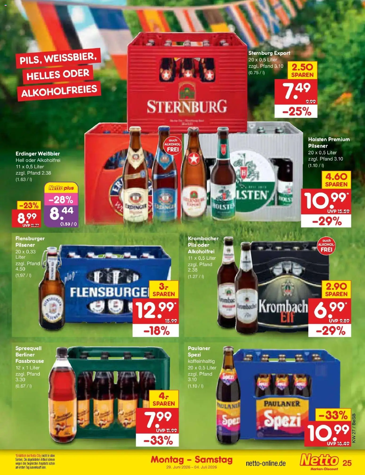 Netto Marken-Discount Prospekt Kremmen – gültig ab 29.06.2026 | Seite: 37 | Produkte: Erdinger, Weißbier, Pils, Fassbrause