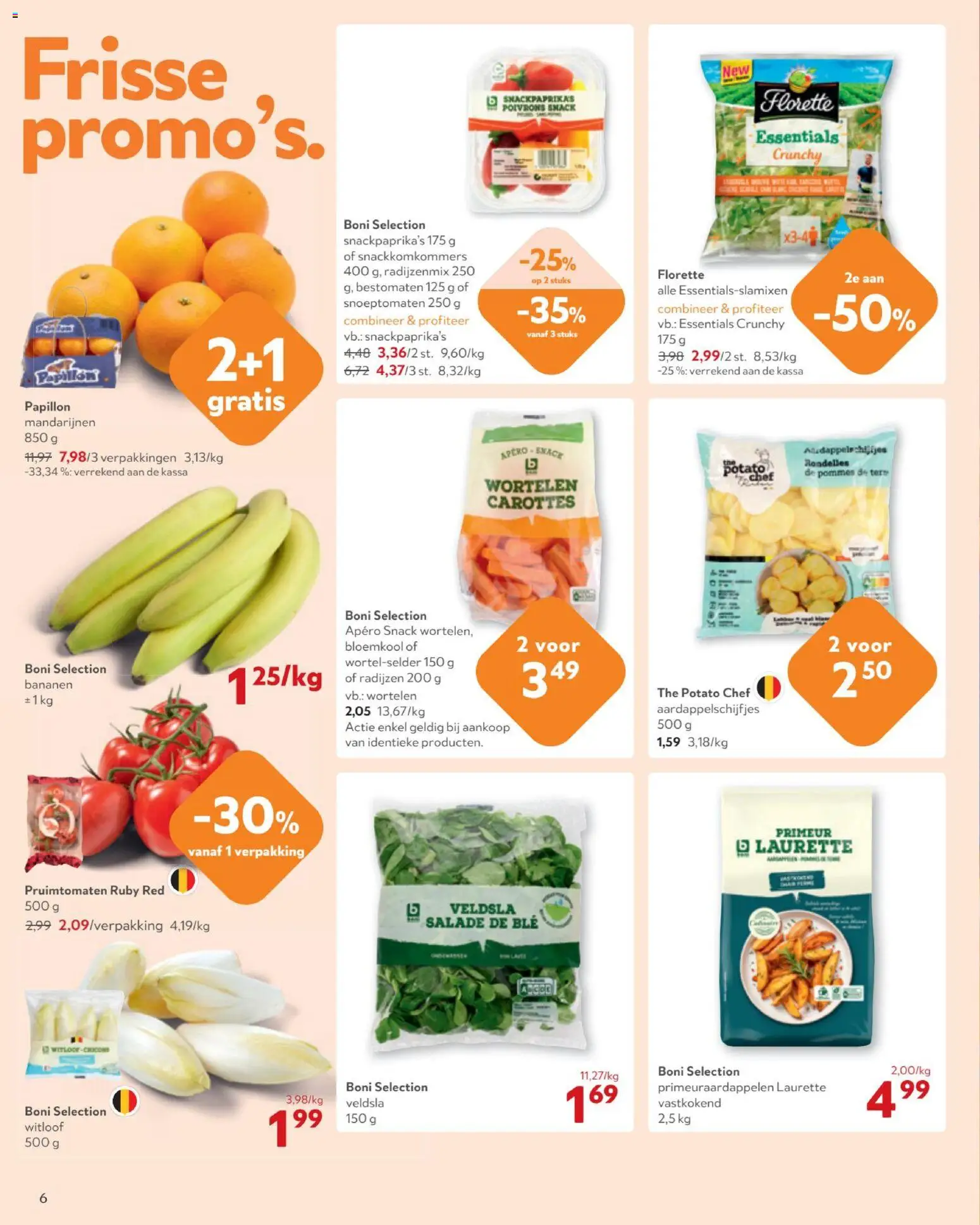 {H1} | Pagina: 6 | Producten: Bananen, Salade, Bloemkool, Wortelen