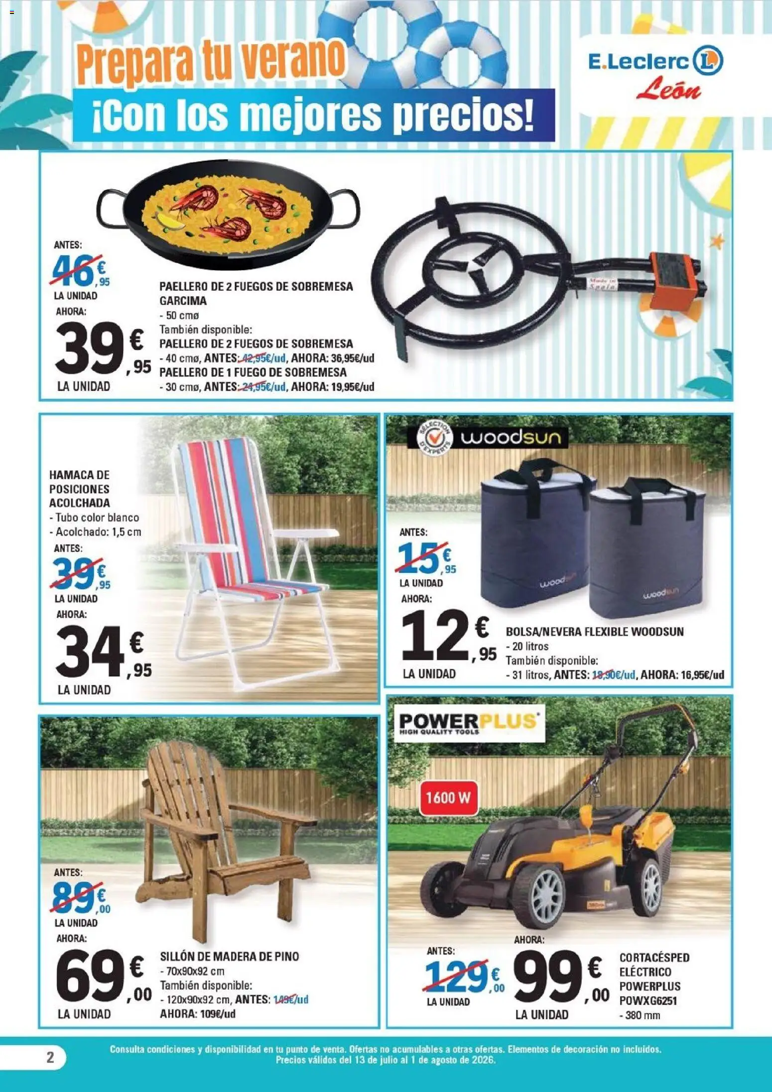 E.Leclerc folleto León │ válido desde el 13/07/2026 | Página: 2 | Productos: Sillón, Απολυμαντικό