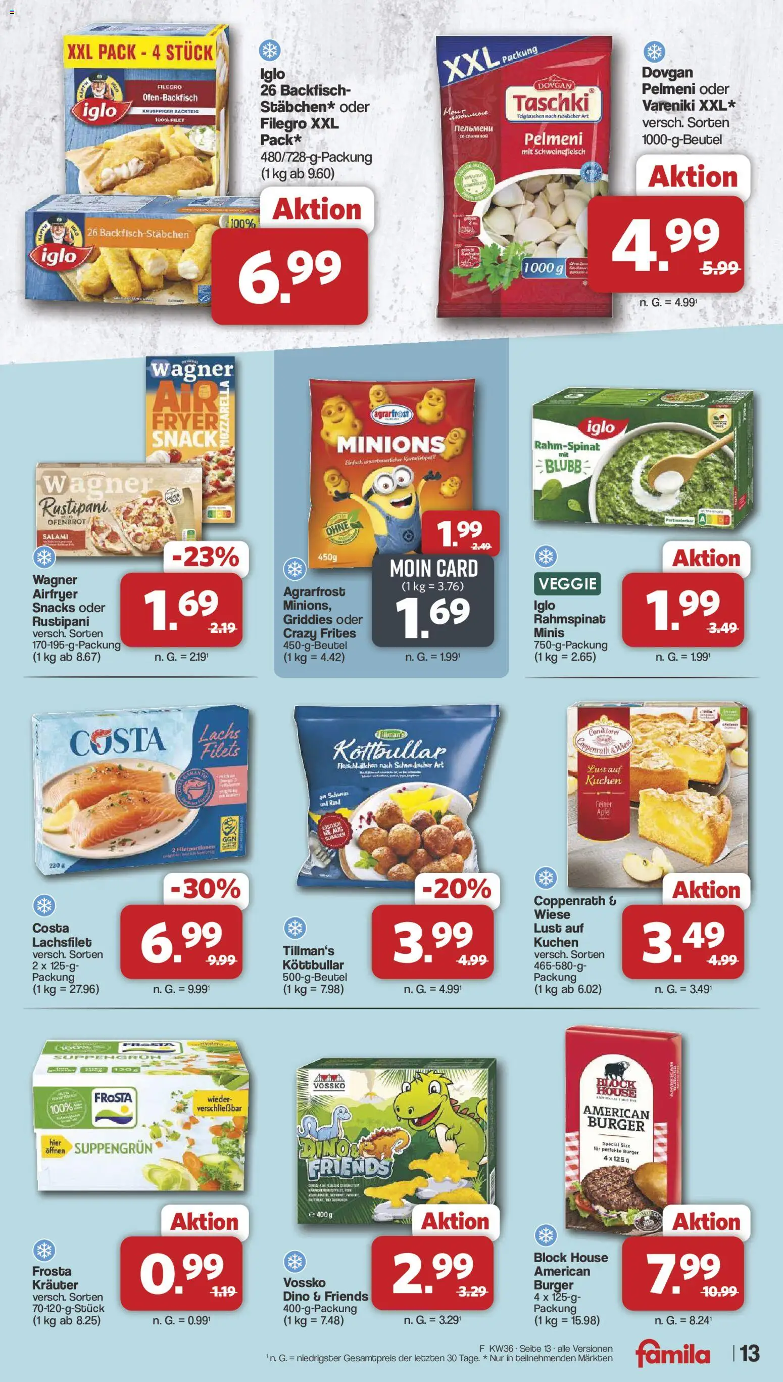 Famila Nordwest Prospekt – gültig ab 31.08.2026 | Seite: 15 | Produkte: Mozzarella, Burger, Lachs, Schweinefleisch