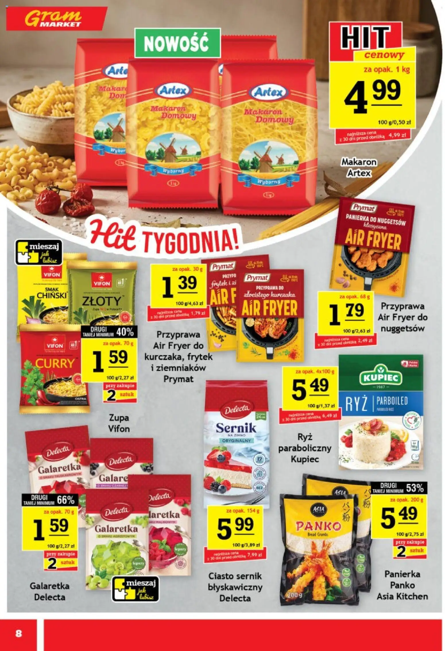 Gram Market gazetka od 12.08.2026 | Strona: 8 | Produkty: Galaretka, Ciasto, Zupa, Sernik na zimno