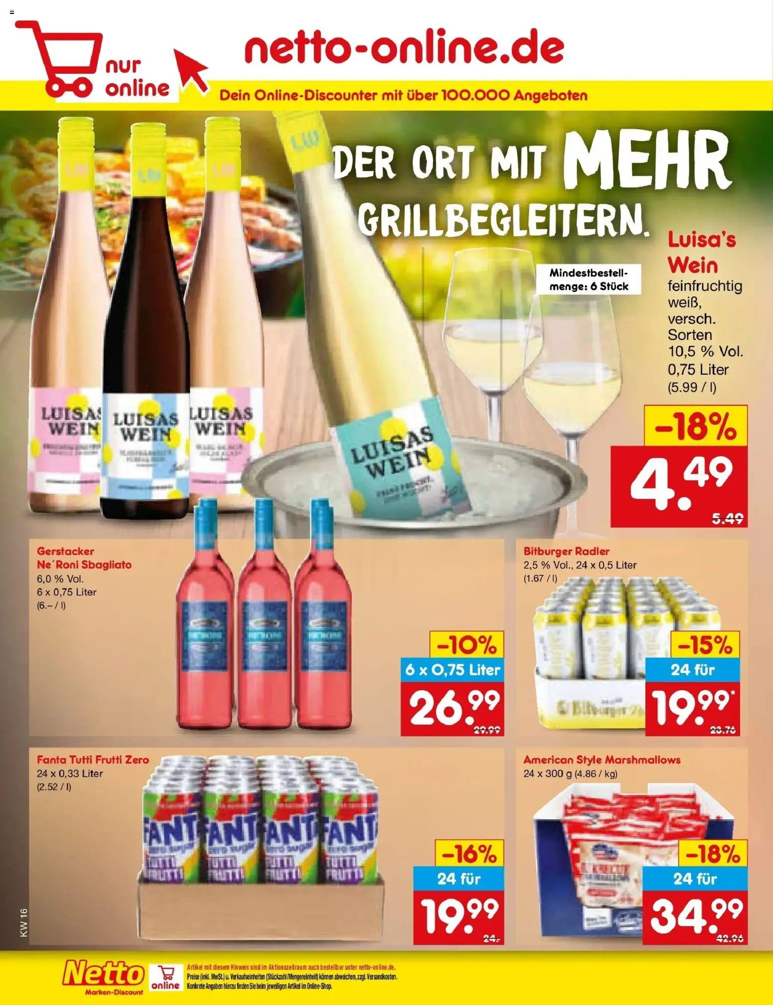 Netto Marken-Discount Prospekt Wuppertal	 – gültig ab 13.04.2026 | Seite: 24 | Produkte: Bitburger, Fanta, Radler, Wein