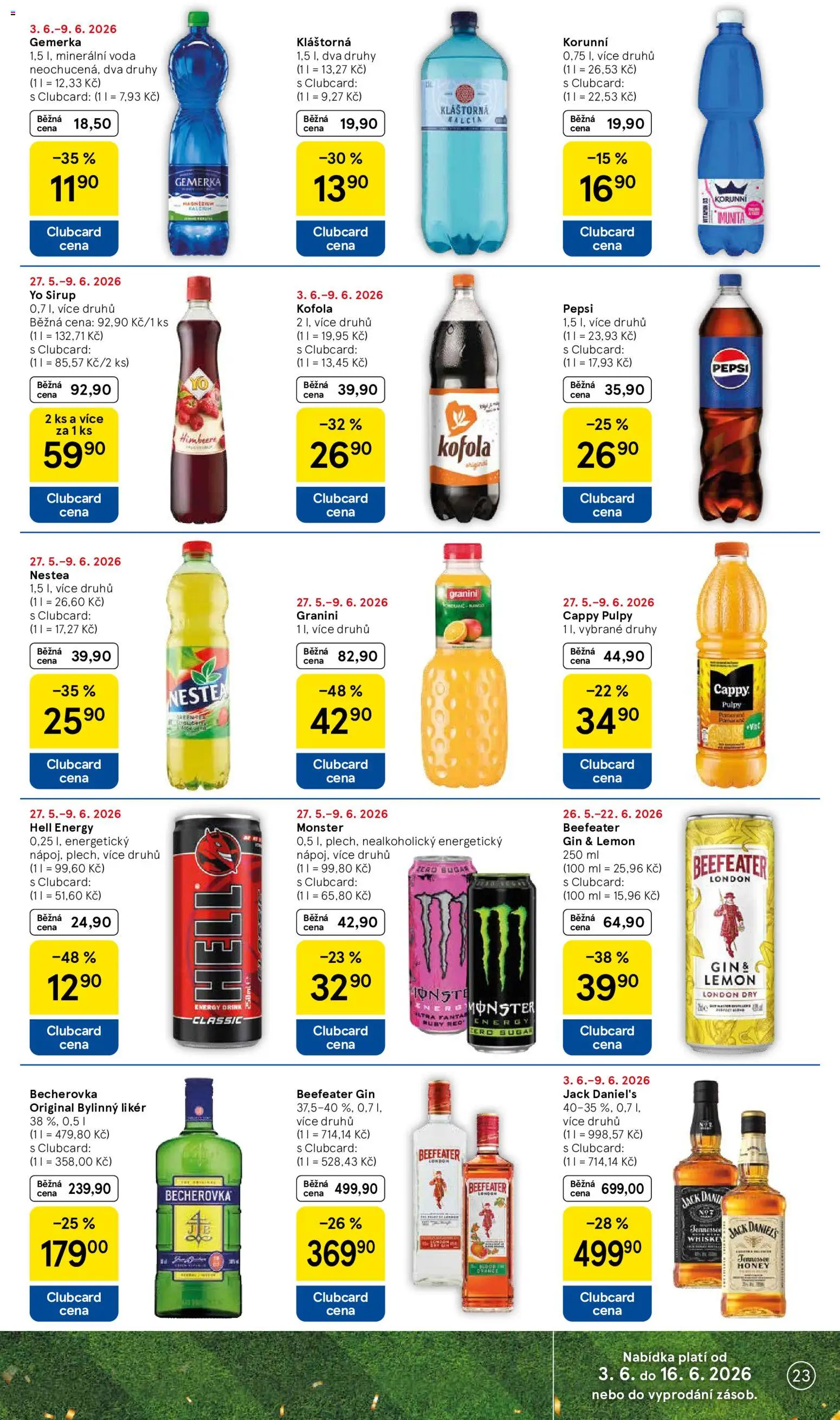 Tesco leták - Hypermarket od 03.06.2026 | Strana: 23 | Produkty: Nestea, Gin, Sirup YO, Energy drink