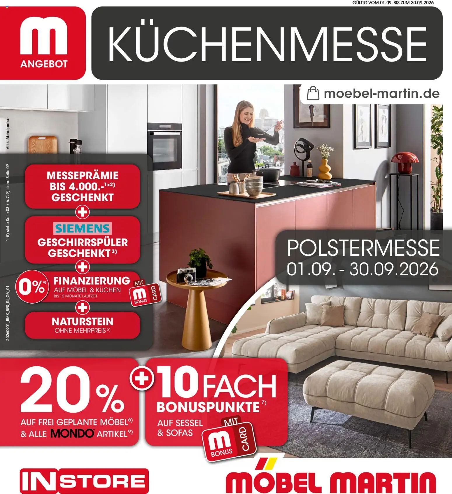 Möbel Martin Prospekt – gültig ab 01.09.2026 | Seite: 1 | Produkte: Siemens, Geschirrspüler, Sessel, Kuchen