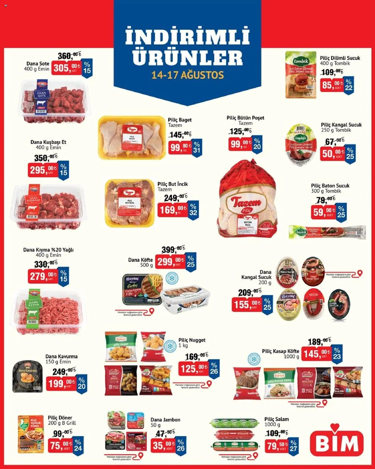 BİM Katalog - 14 Ağustos 2026 tarihinden itibaren geçerlidir | Sayfa: 1 | Ürünler: Döner, Et, Piliç, Piliç nugget