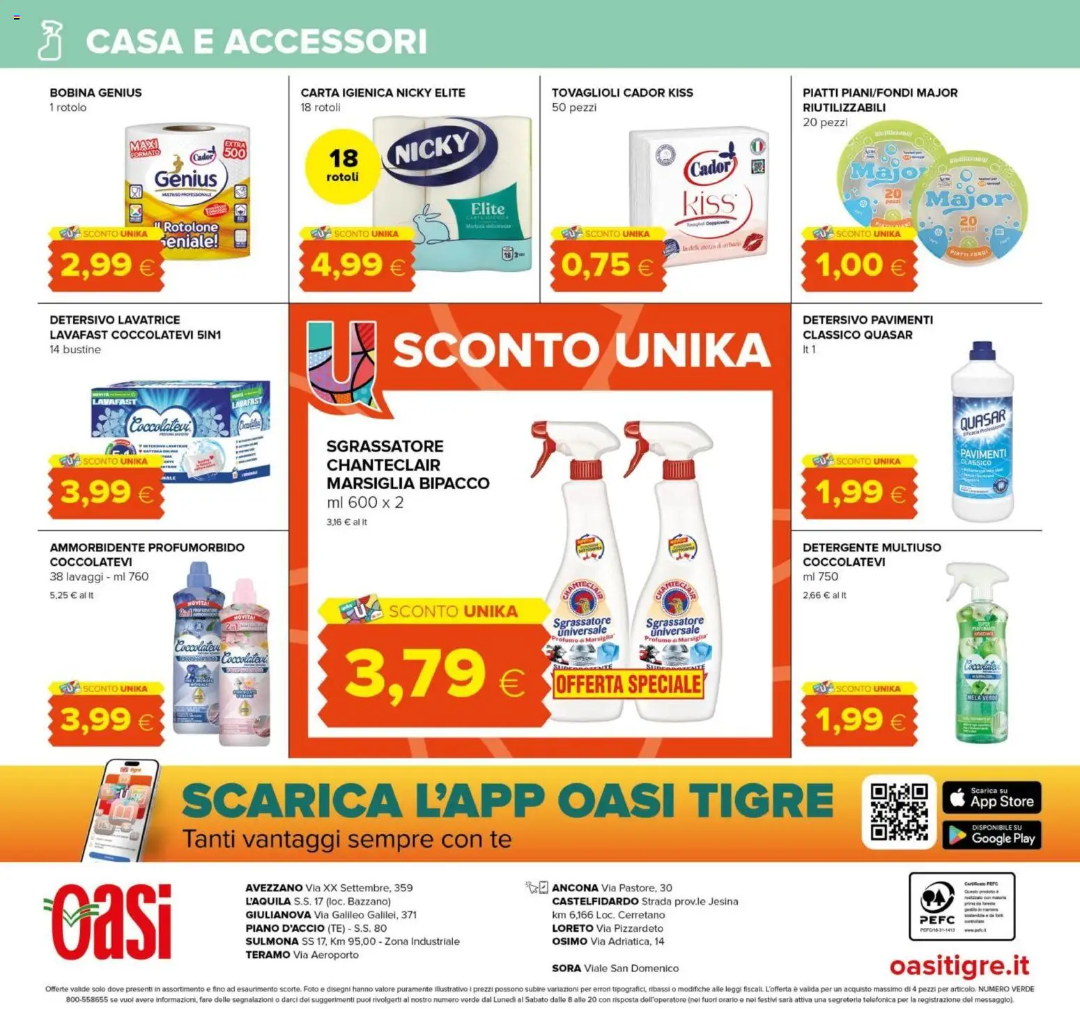 Volantino Oasi del 03/09/2026 | Pagina: 24 | Prodotti: Carta igienica, Detergente, Tè, Sgrassatore