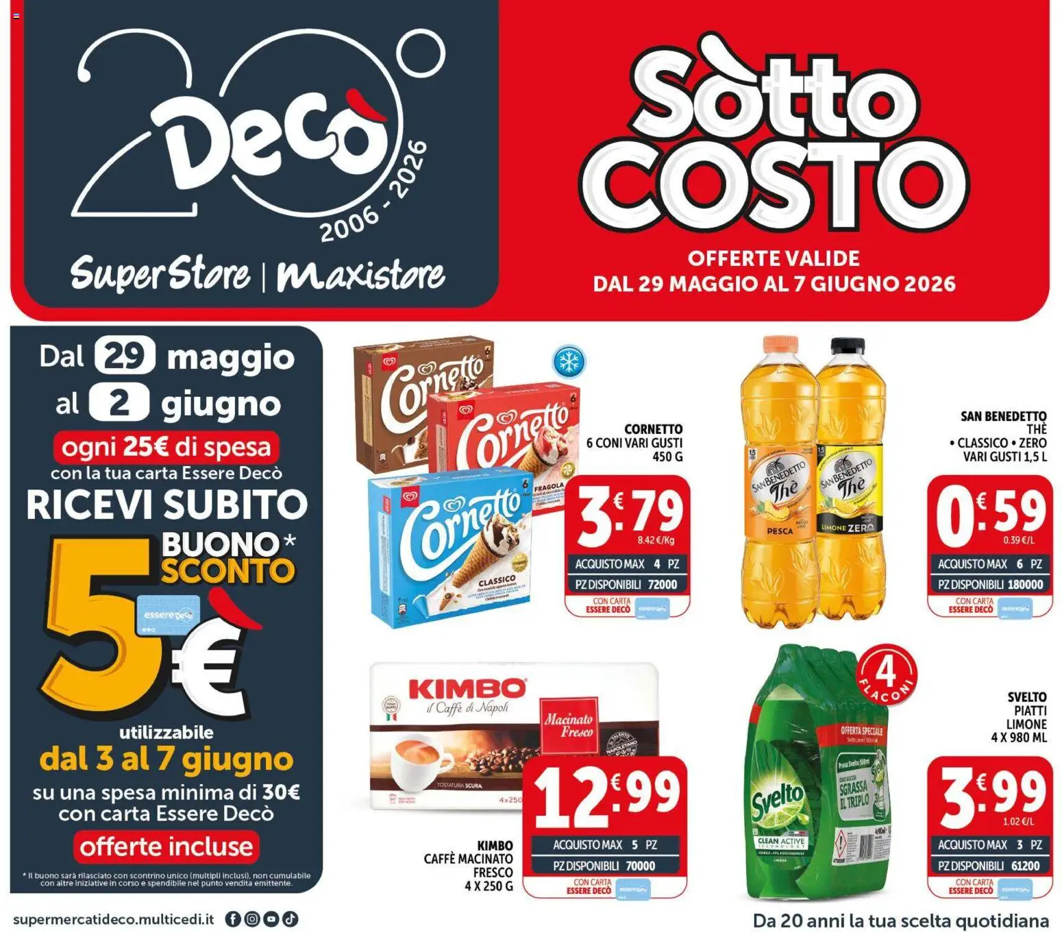 Volantino Decò del 29.05.2026 | Pagina: 1 | Prodotti: Caffè, Limone, Pesca, Macinato