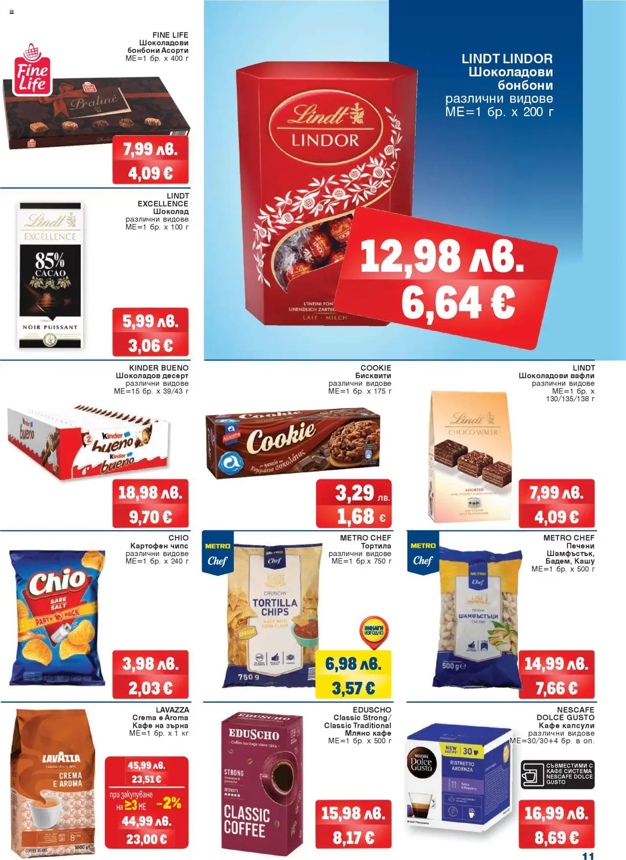 {H1} | Страница: 11 | Продукти: Бонбони, Чипс, Кафе, Кашу