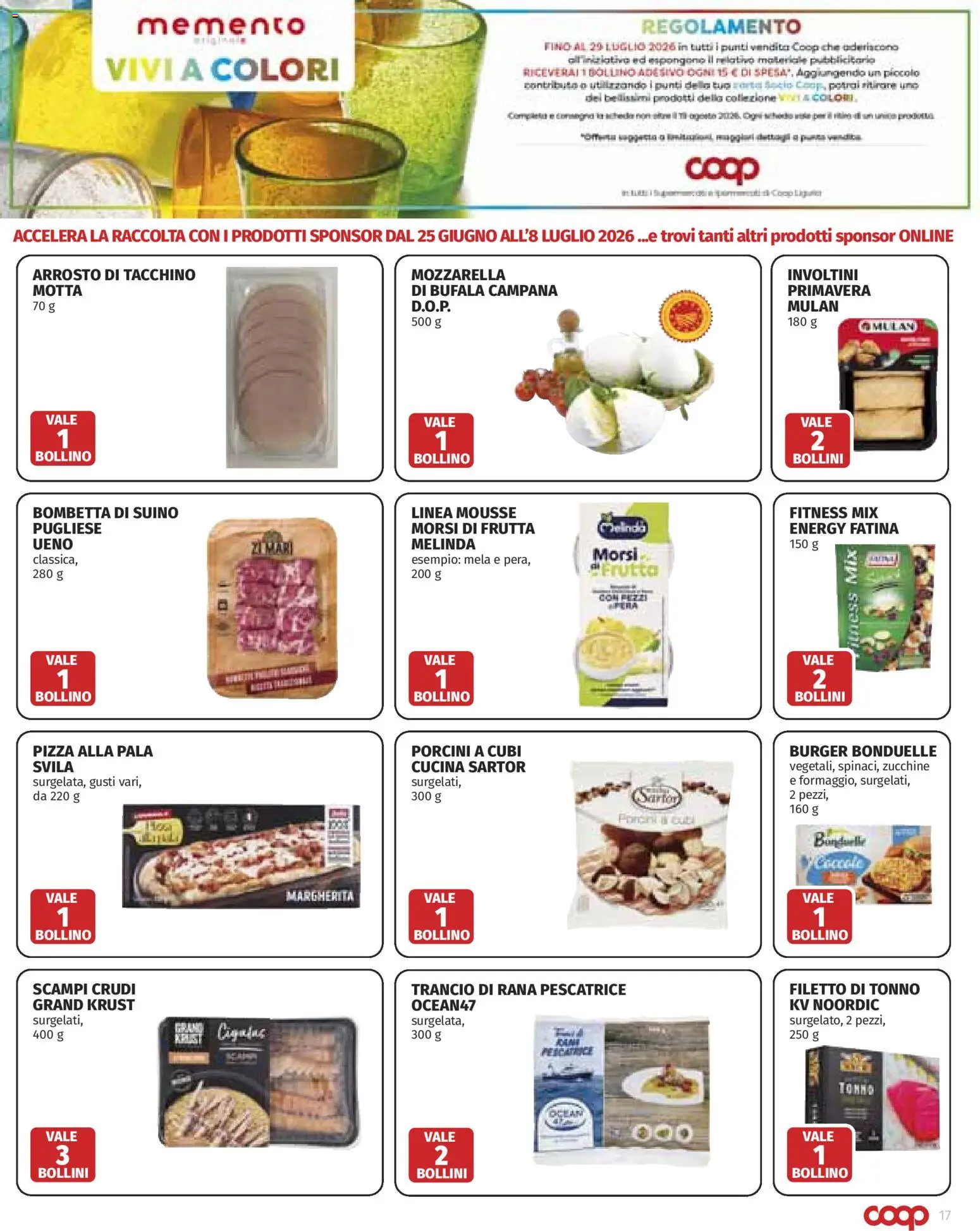 Volantino COOP del 25/06/2026 | Pagina: 17 | Prodotti: Mozzarella, Tonno, Zucchine, Rana pescatrice